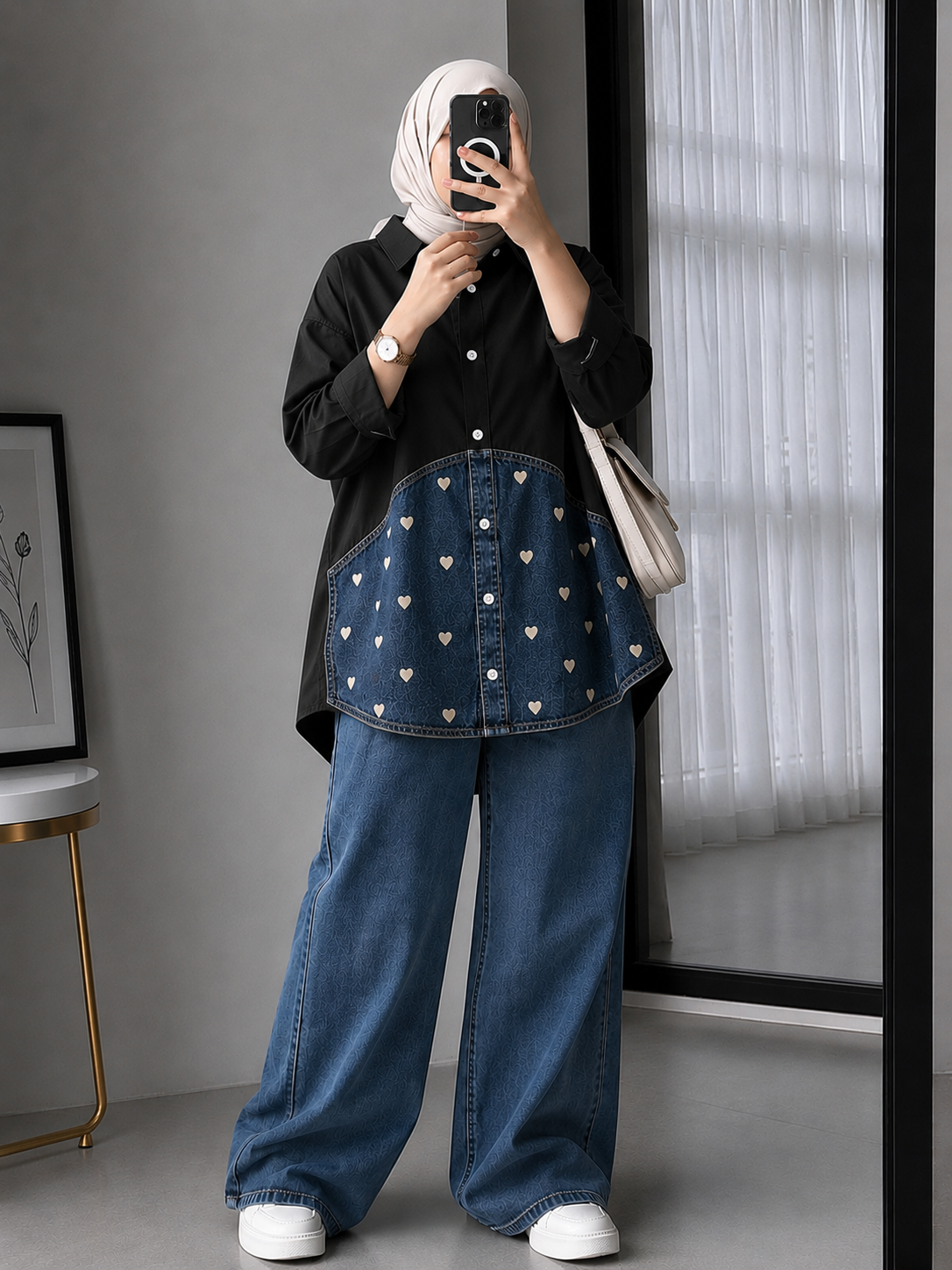 HEART-PATCHWORK  DENIM CORDSET