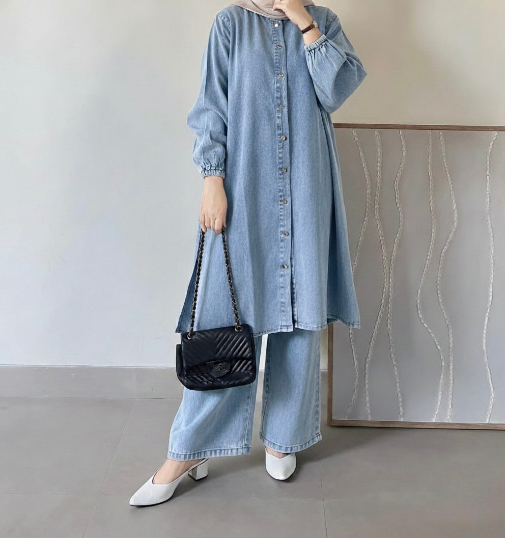 RAHATH Noir Denim Co-ord Set