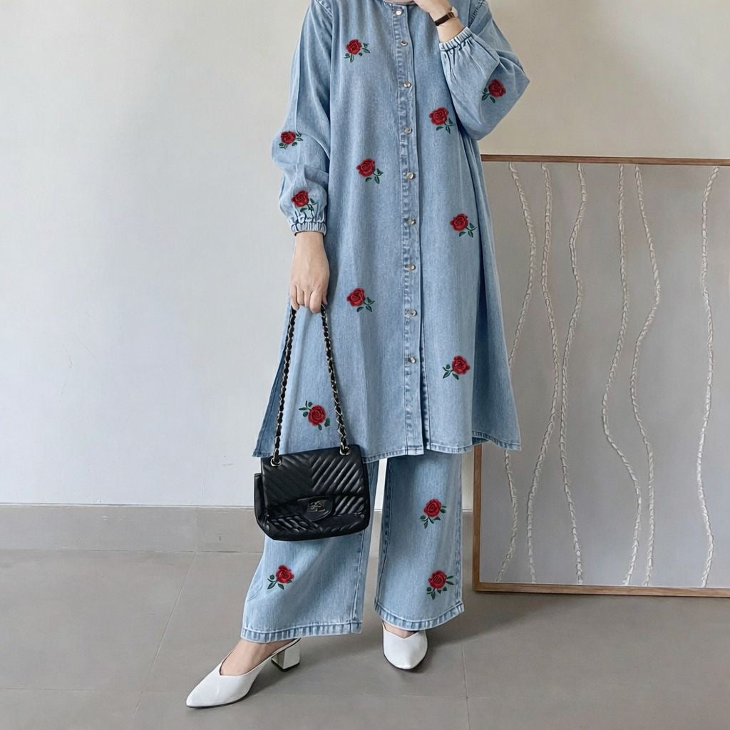 ROSE DENIM CORDSET