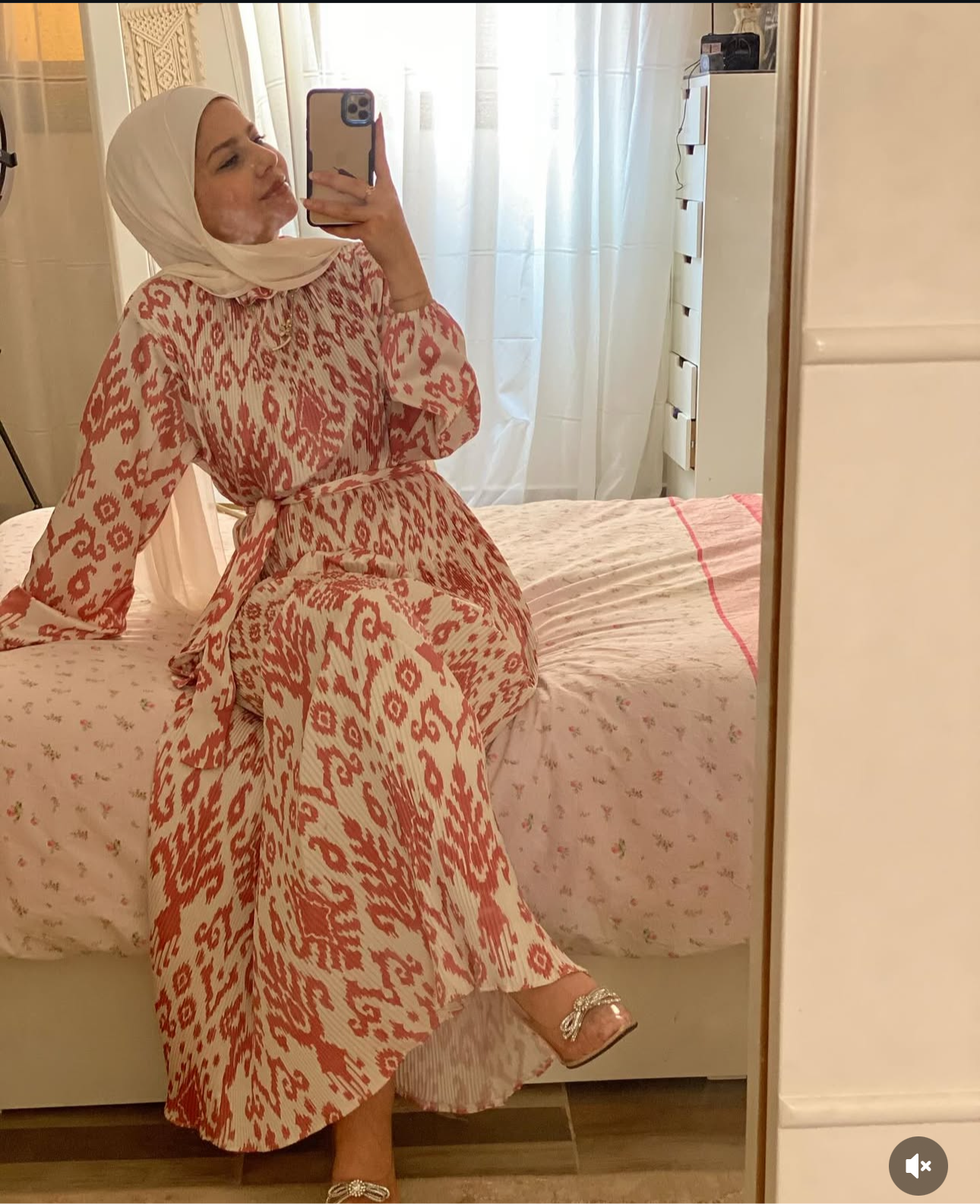 PLEATED SATIN MODEST DRESS