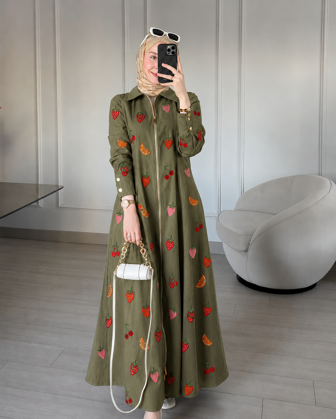 BERRY BLOOM DENIM DRESS
