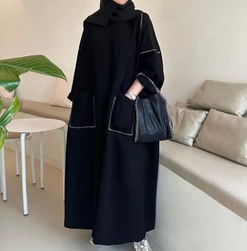 Noir edge abaya