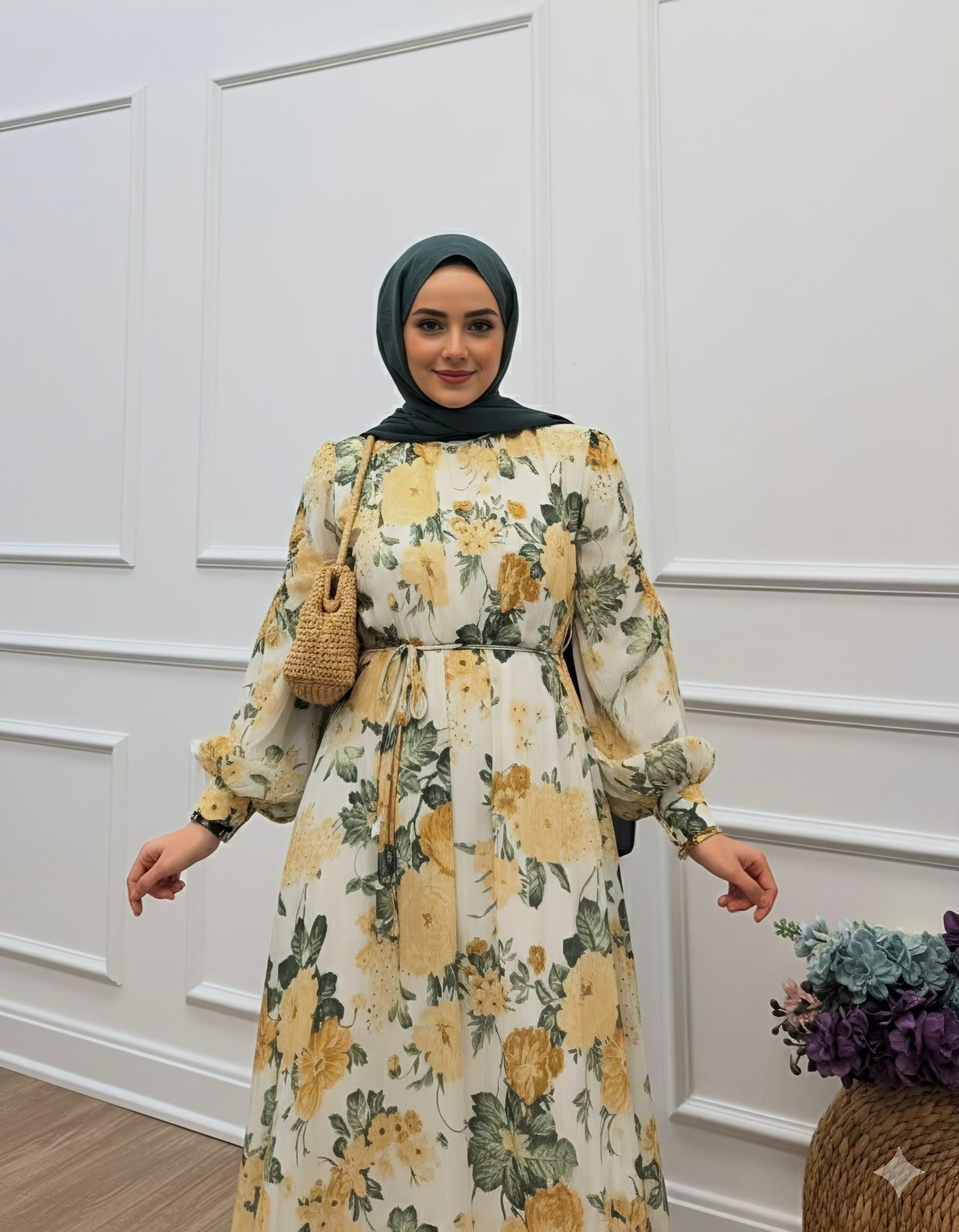 Floral georgette gown