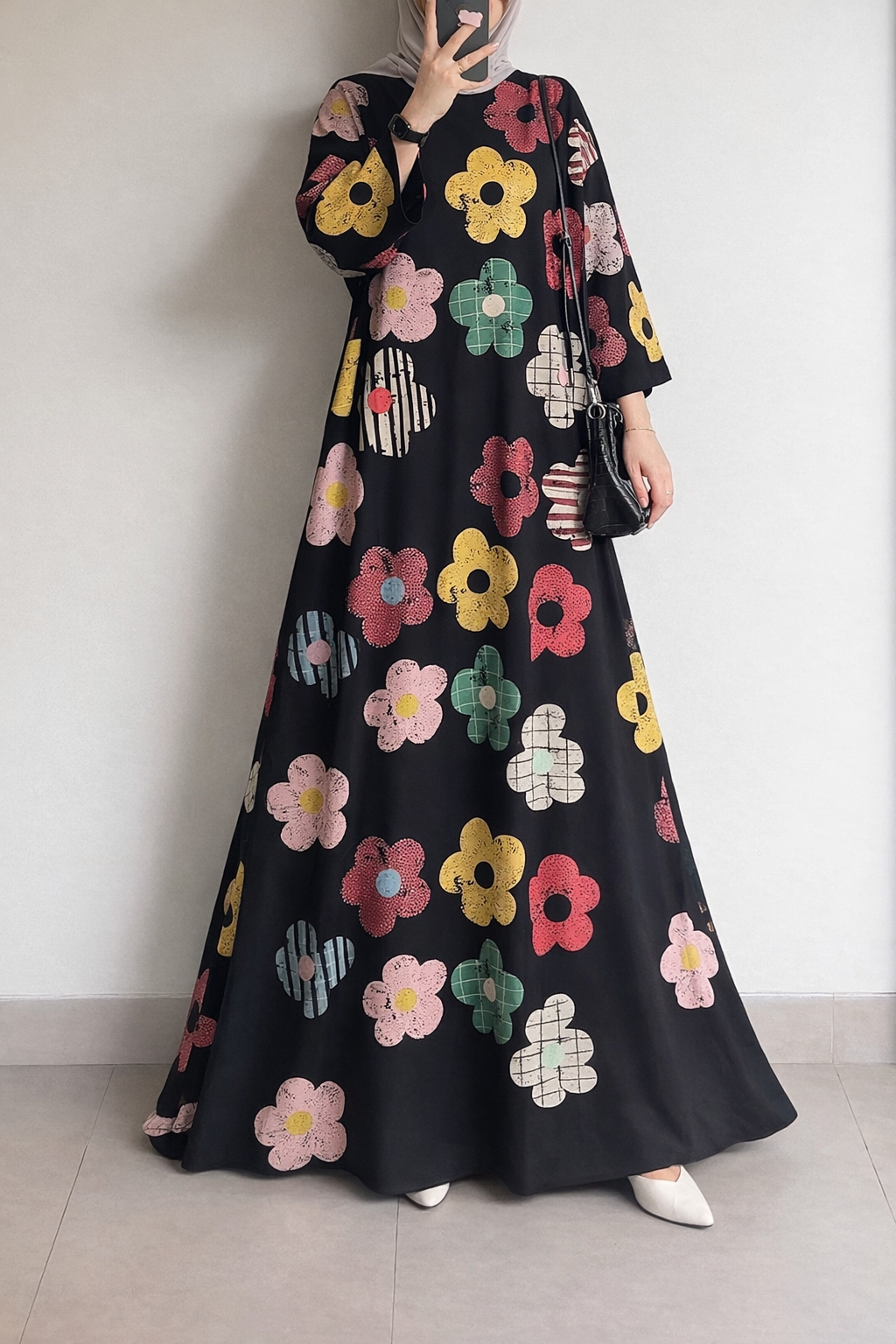 Midnight Bloom Modest Maxi Dress