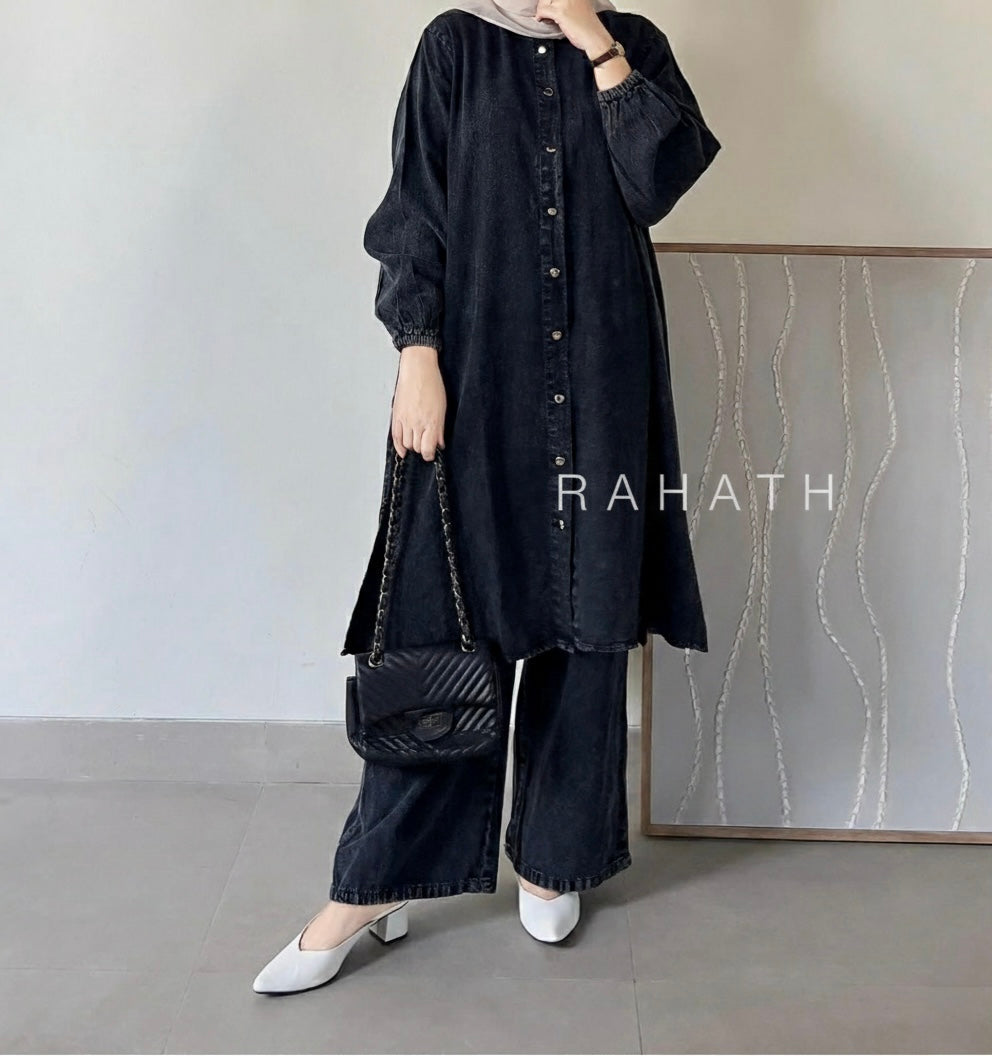 RAHATH Noir Denim Co-ord Set