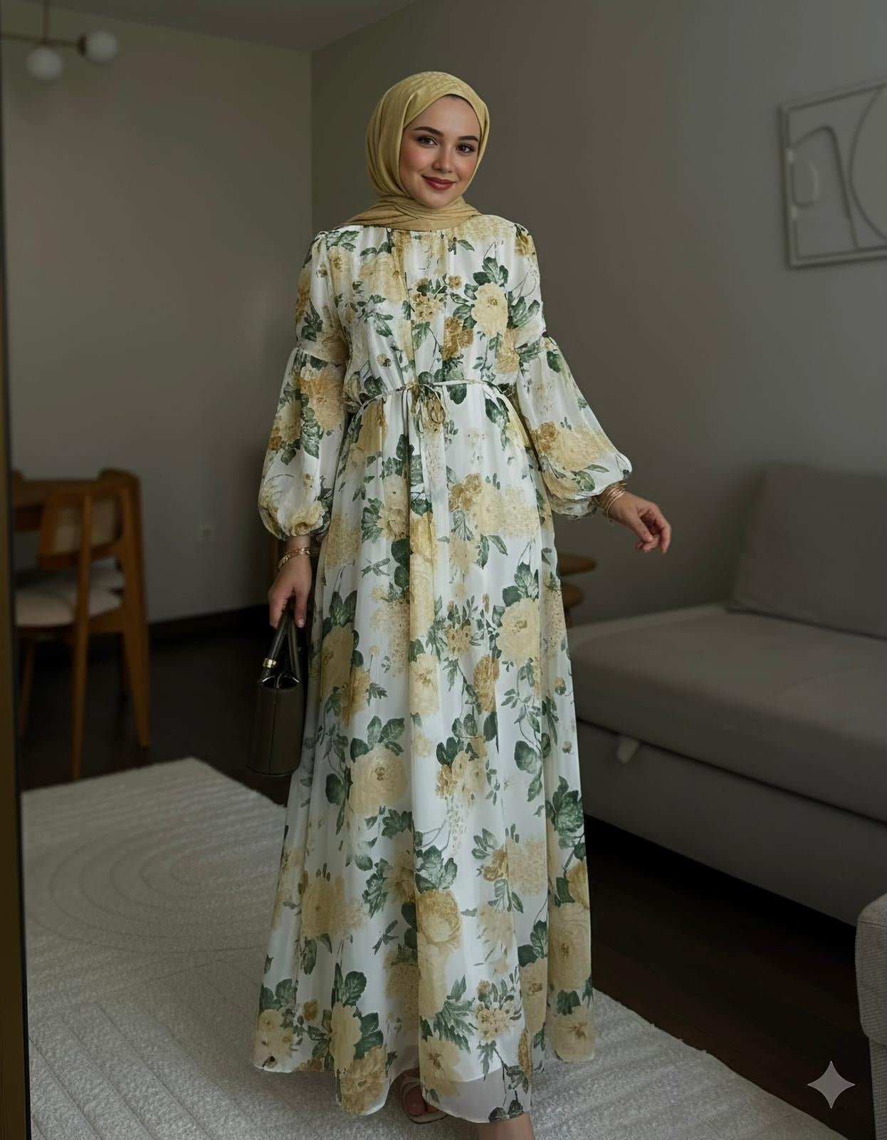 Floral georgette gown