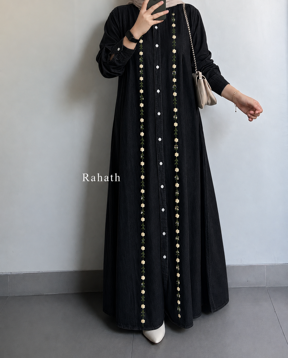 DENIM BLOOM BUTTON DOWN GOWN
