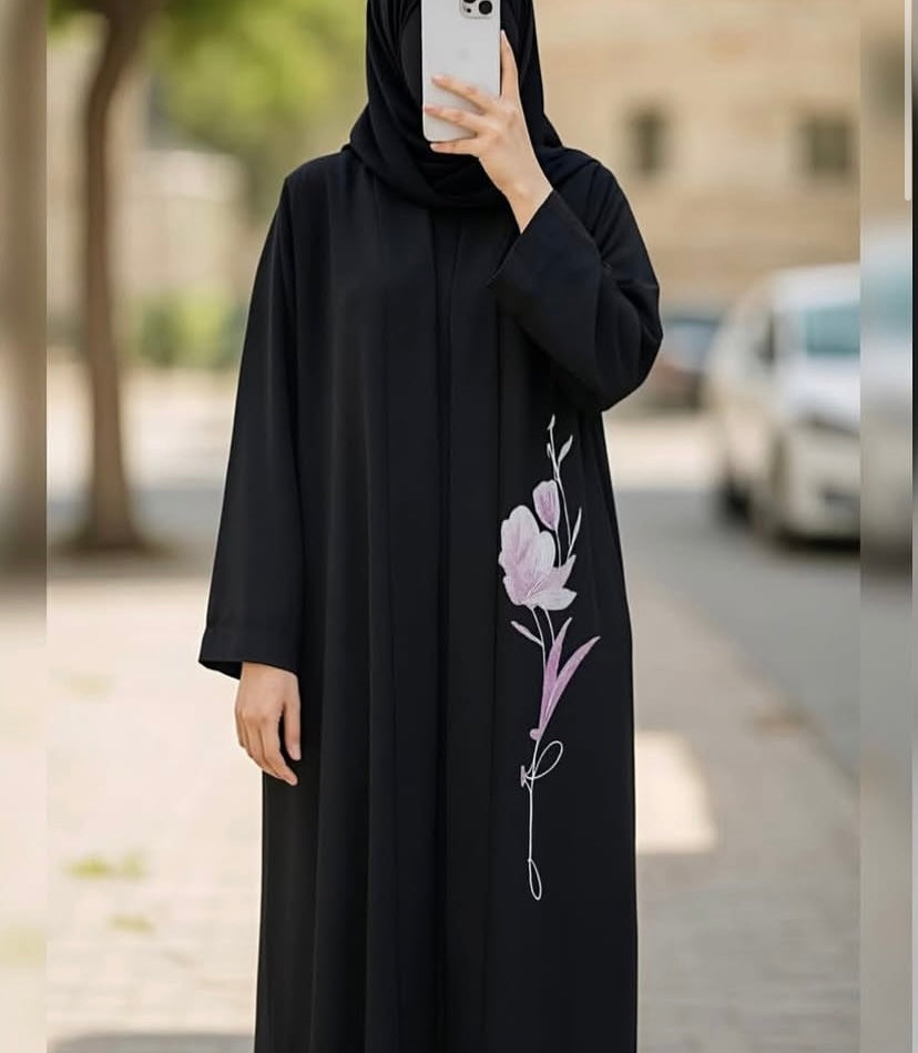 Blush bloom abaya
