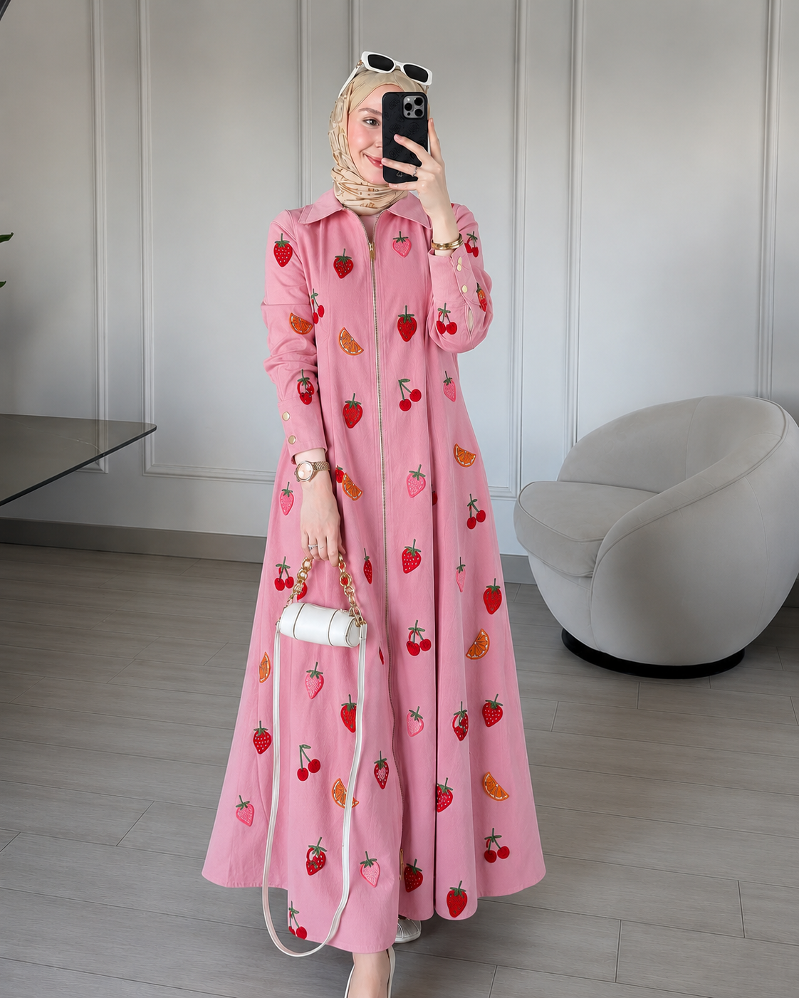 BERRY BLOOM DENIM DRESS