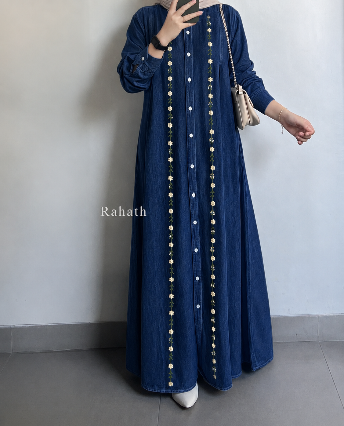 DENIM BLOOM BUTTON DOWN GOWN