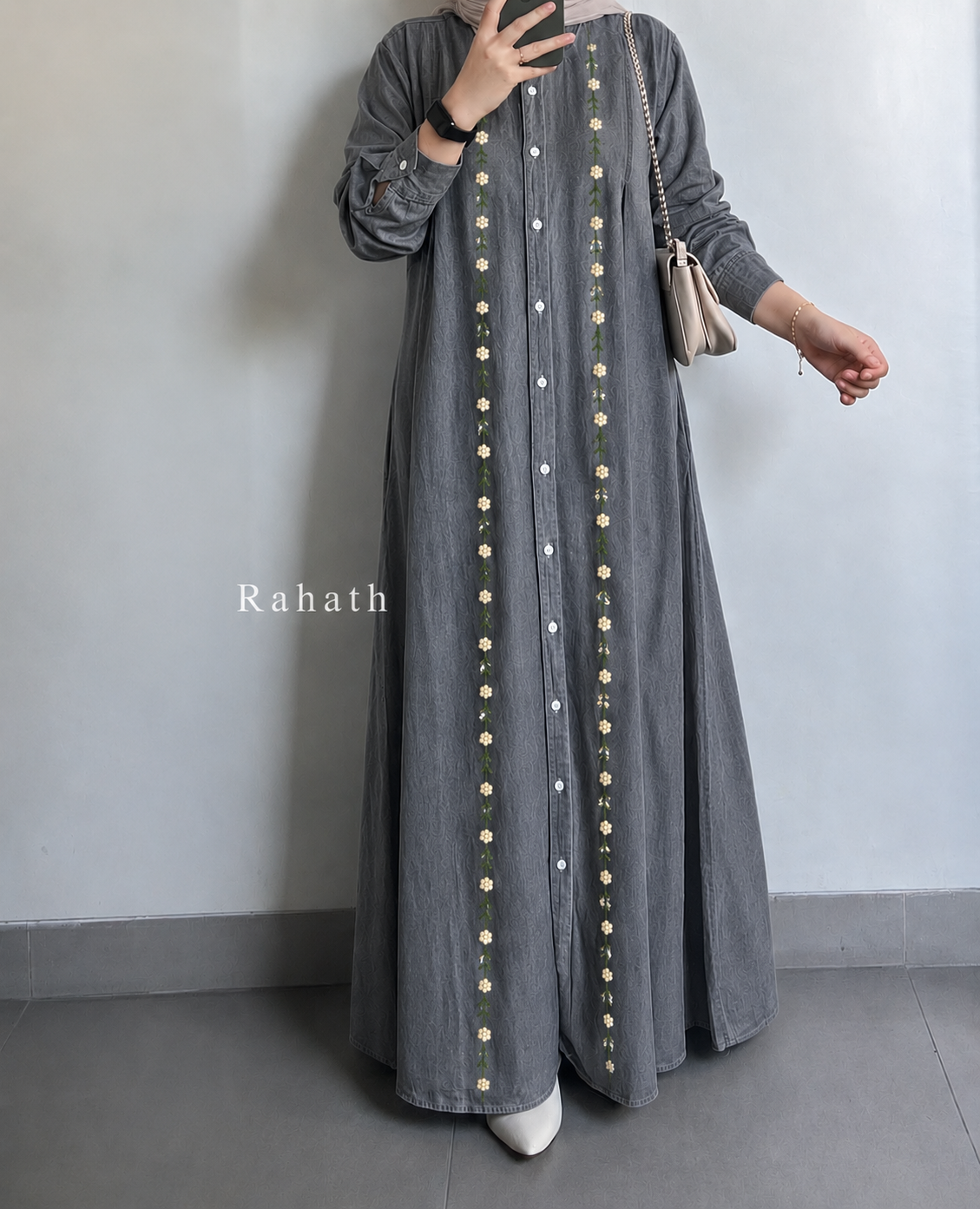 DENIM BLOOM BUTTON DOWN GOWN