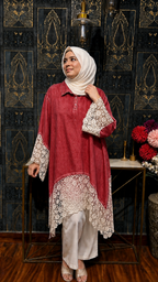 DENIM CROCHET PANEL TUNIC SET