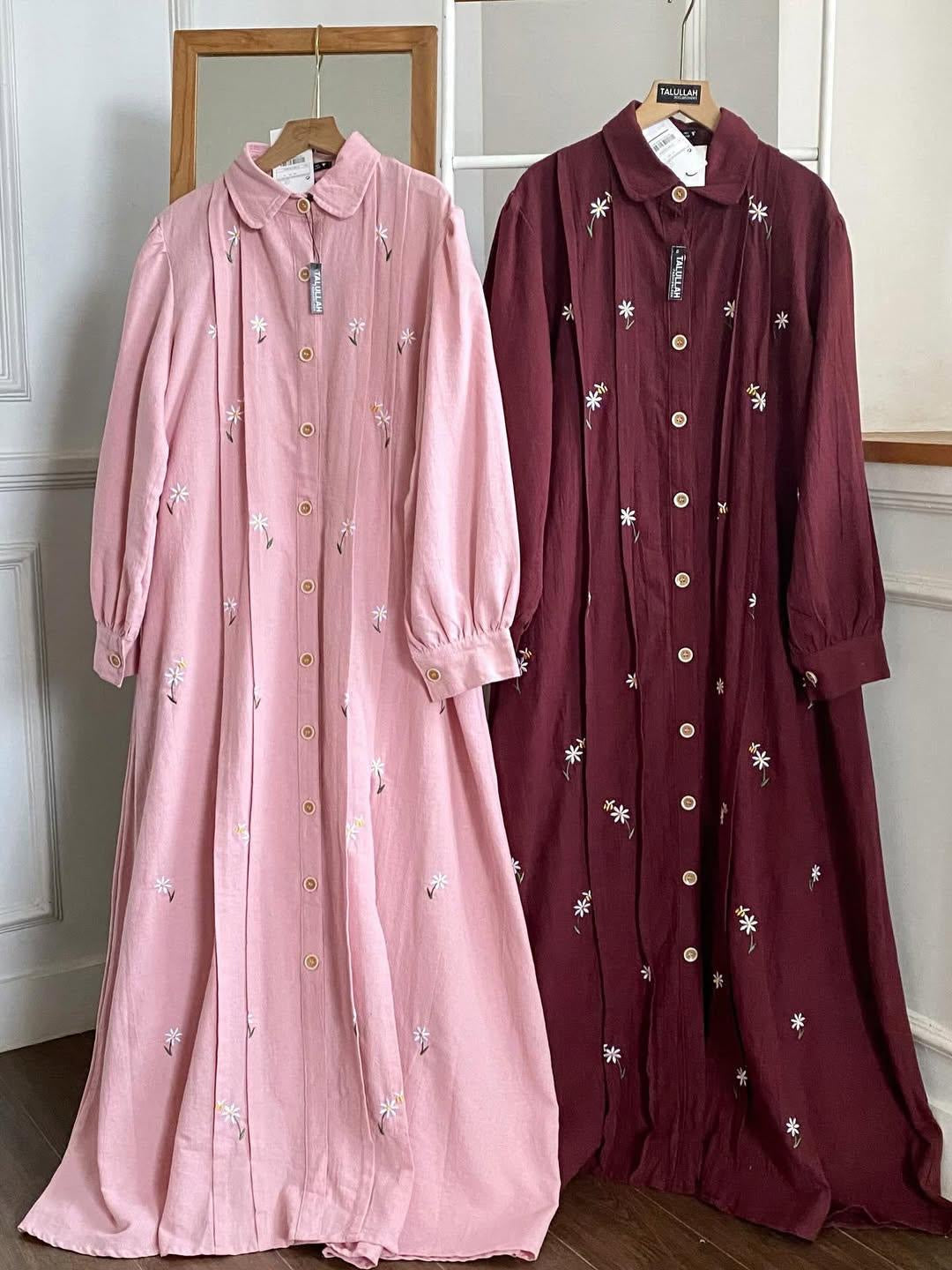 Floral embroidery gown