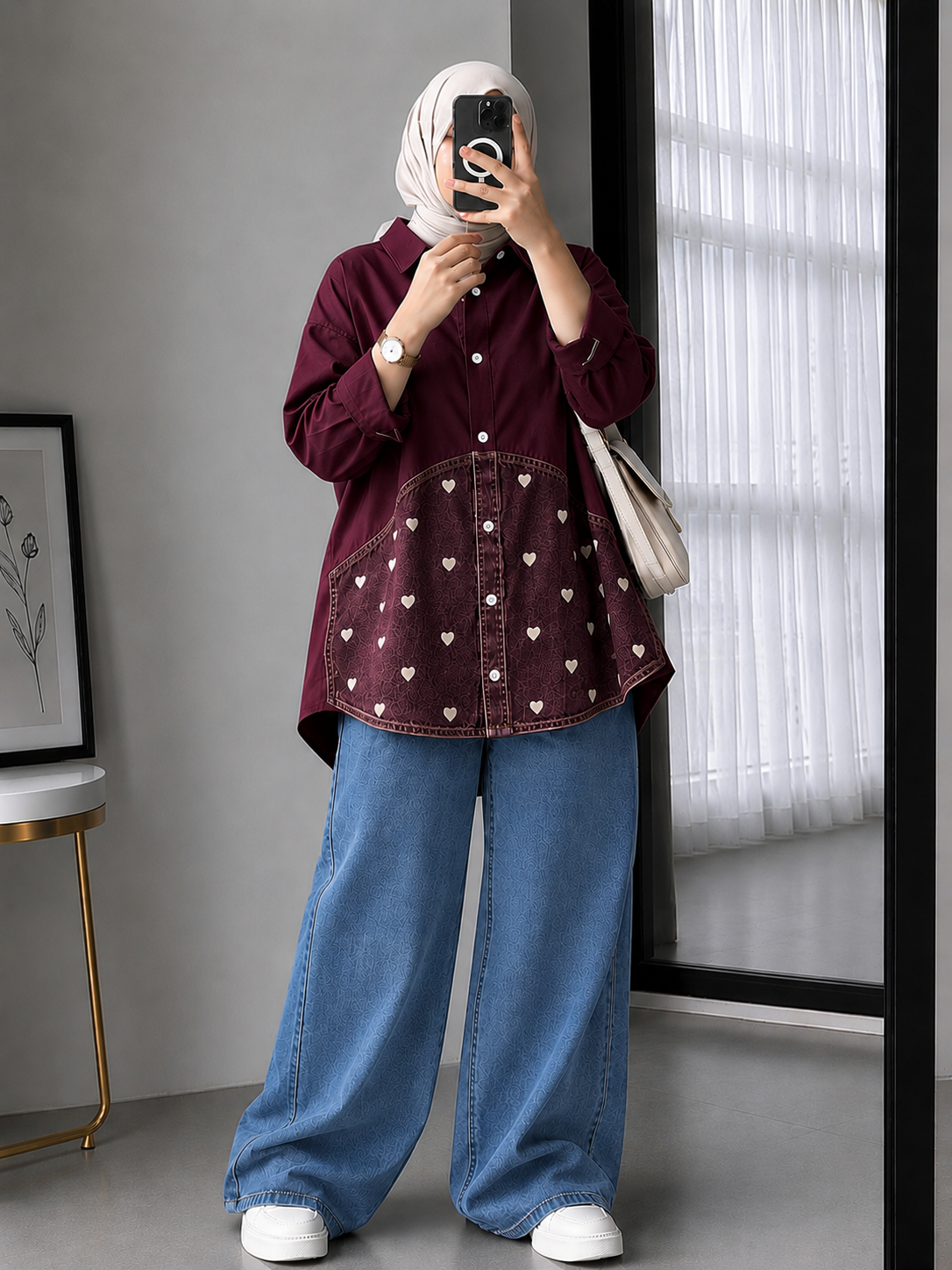 HEART-PATCHWORK  DENIM CORDSET