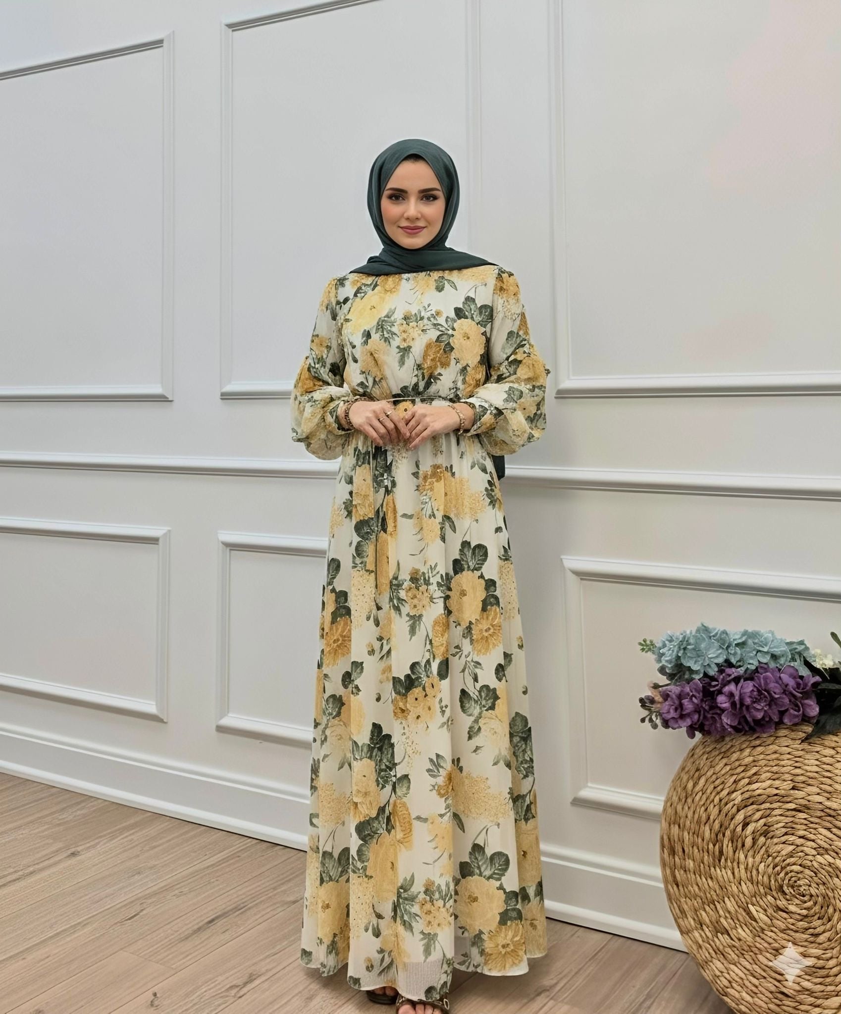 Floral georgette gown