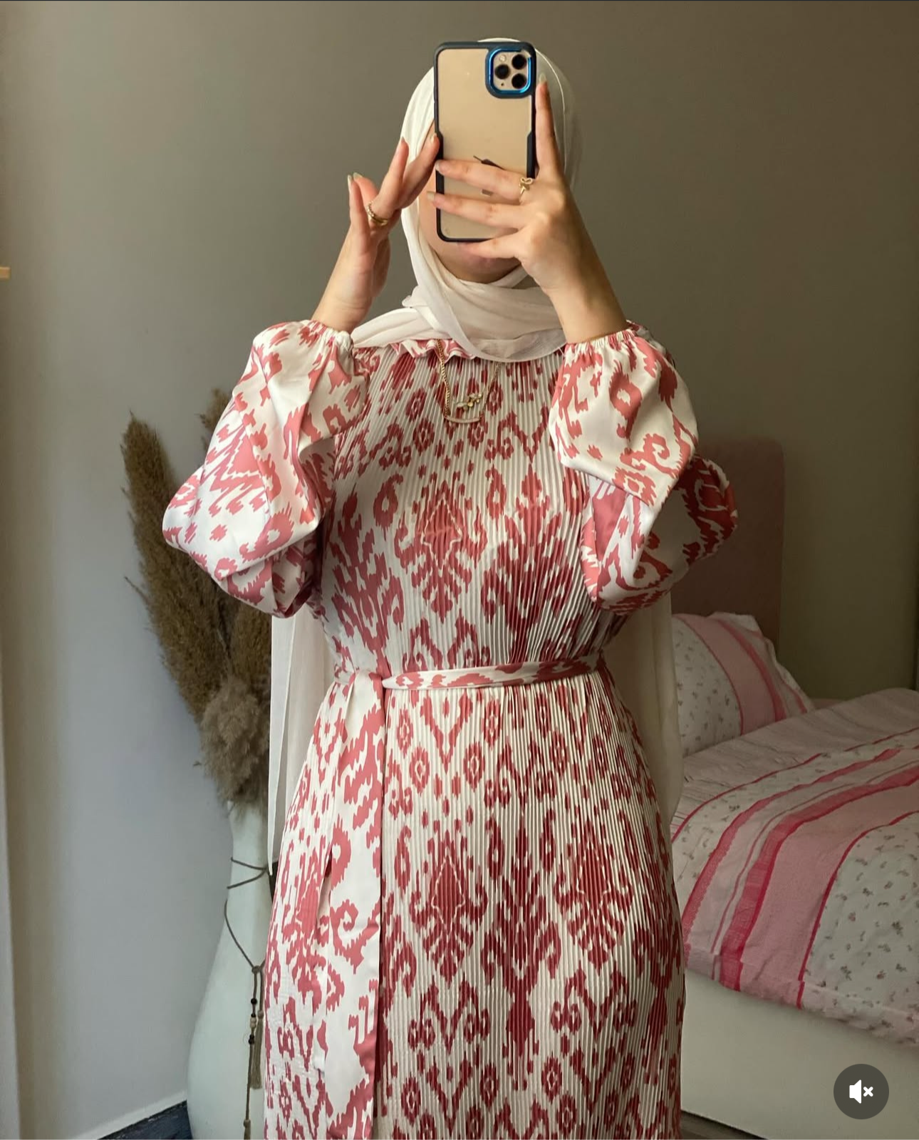 PLEATED SATIN MODEST DRESS