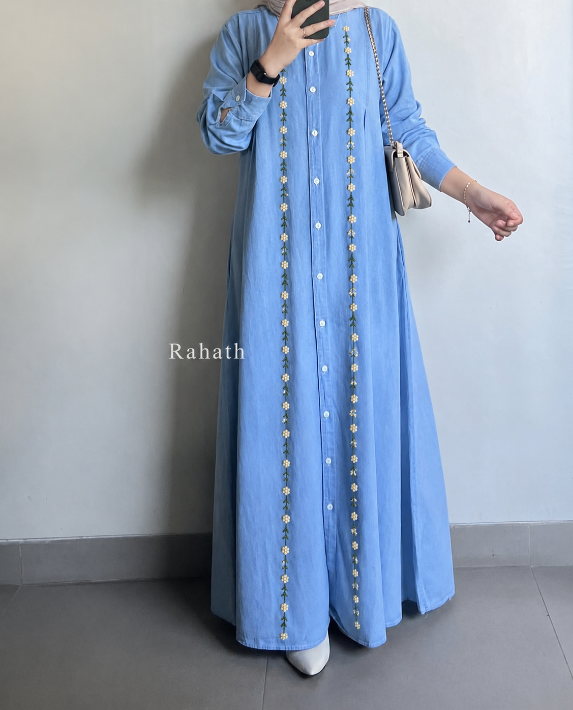 DENIM BLOOM BUTTON DOWN GOWN