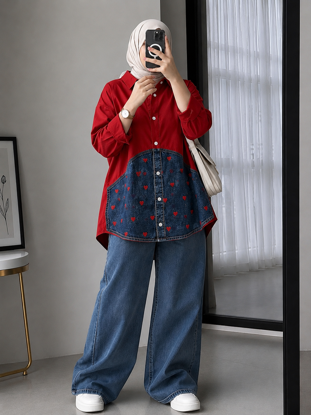 HEART-PATCHWORK  DENIM CORDSET