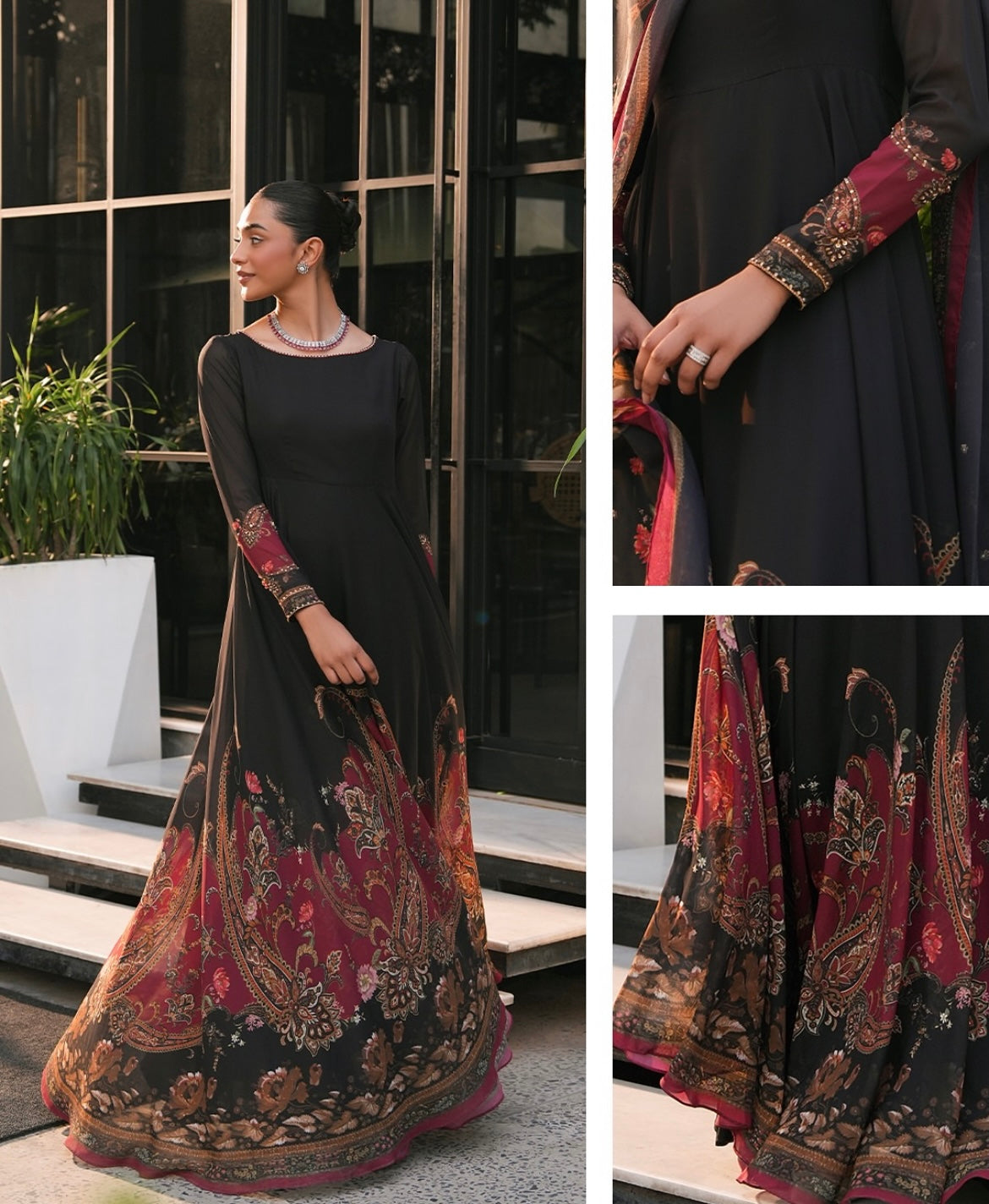 Noir Maroon Regal Flare Dress🌙