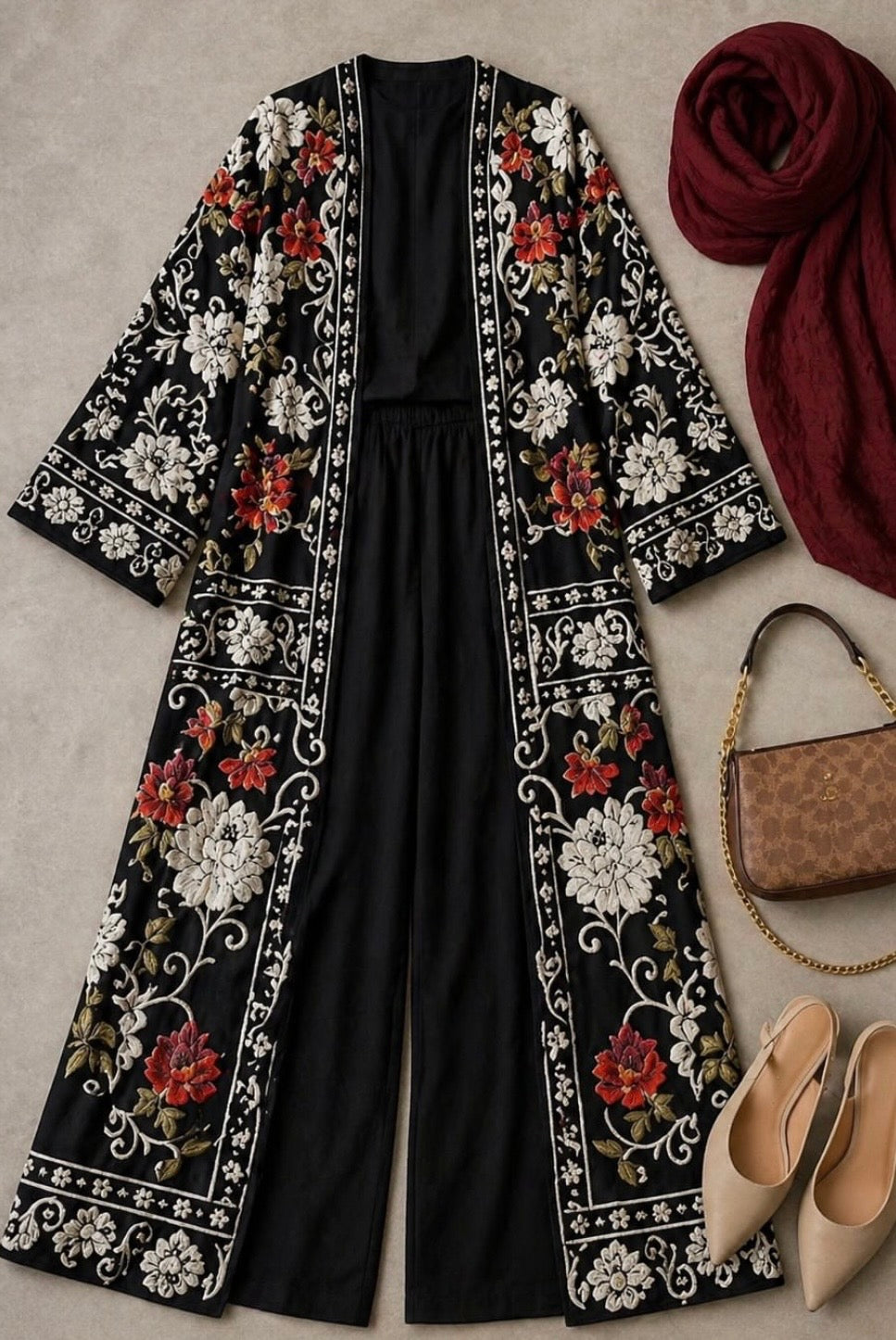 Midnight floral three piece set