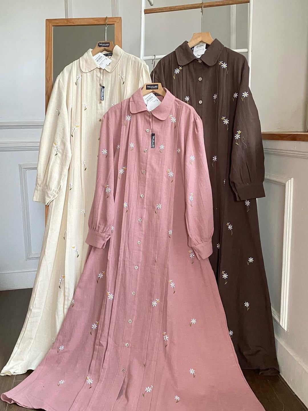 Floral embroidery gown