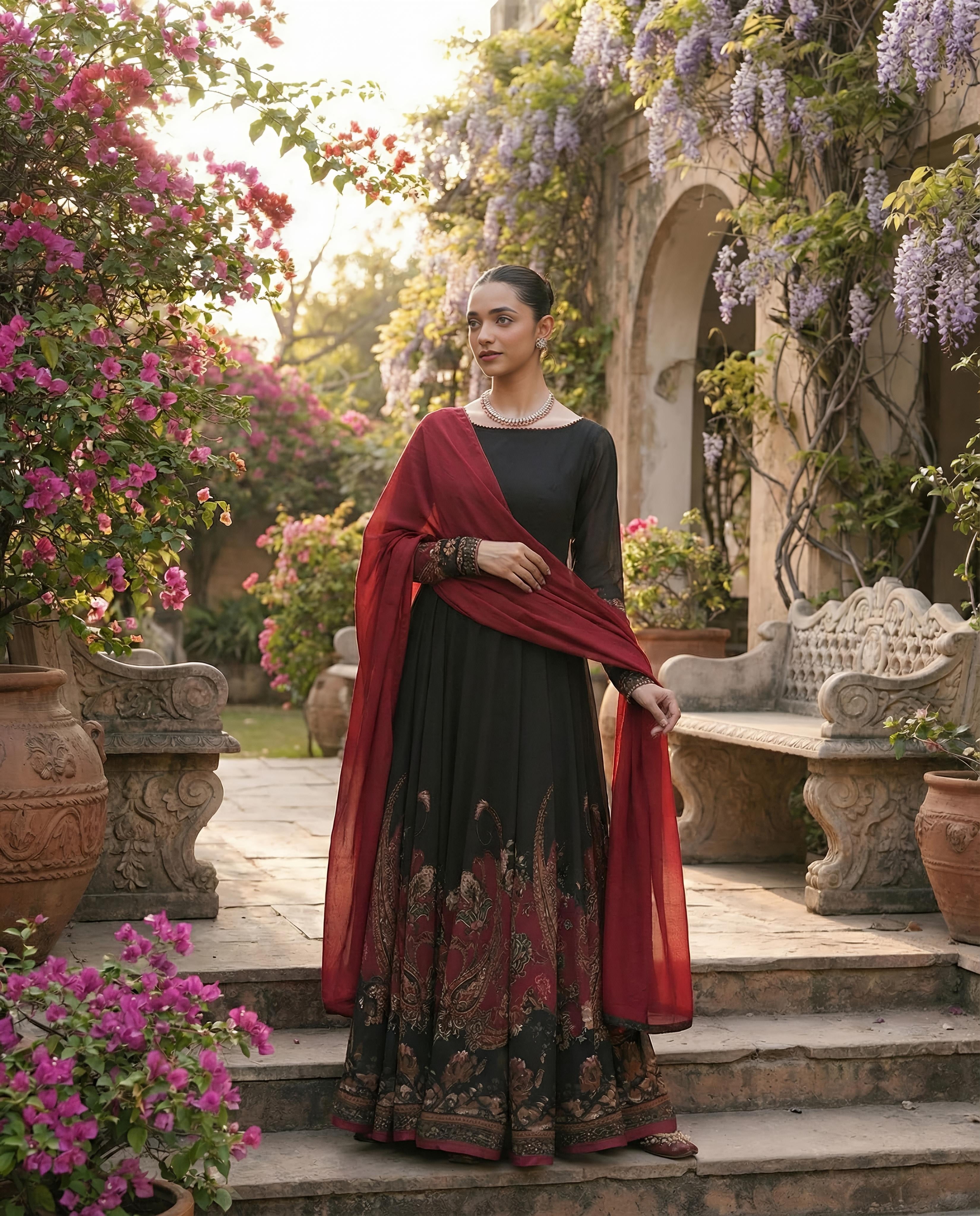 Noir Maroon Regal Flare Dress🌙