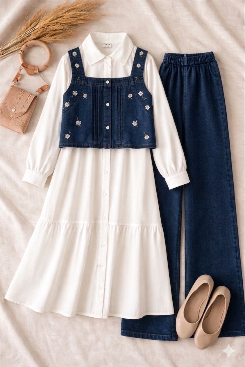 Casual luxe denim trio set