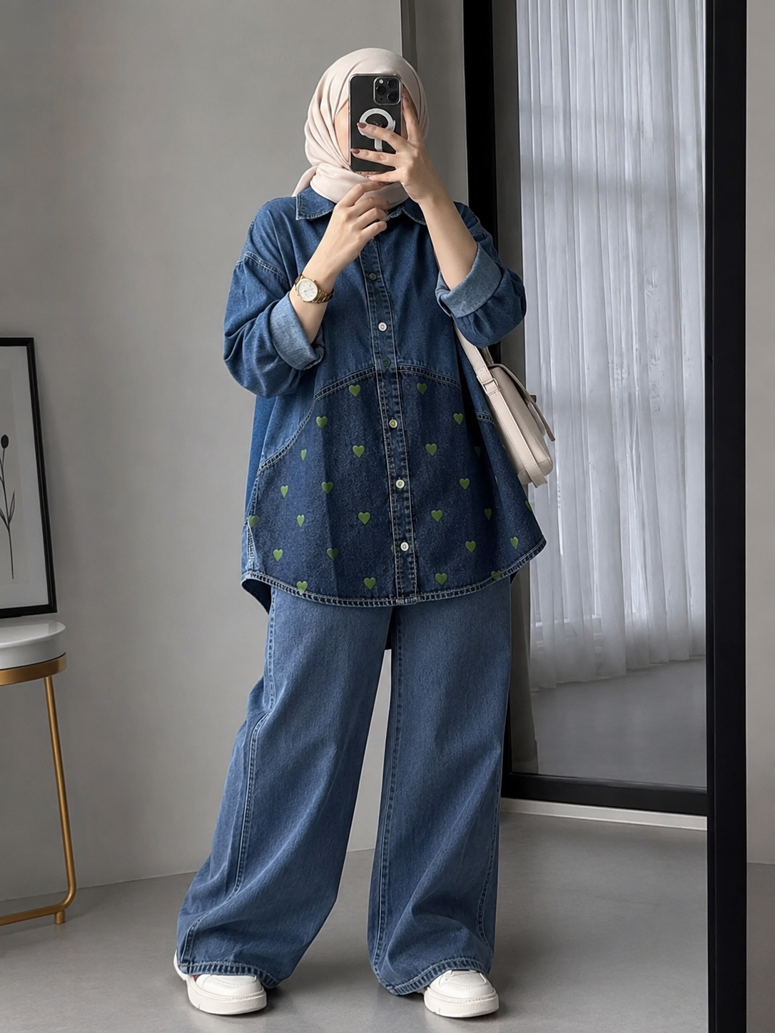 HEART-PATCHWORK  DENIM CORDSET