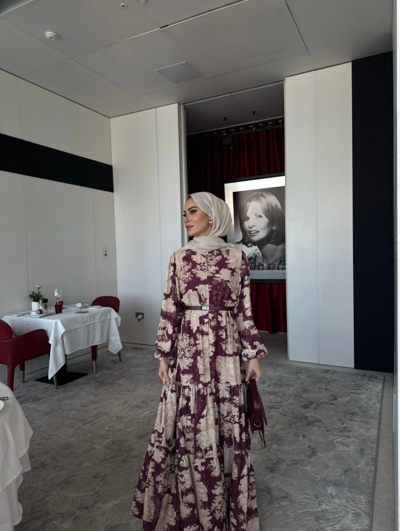 Maroon mosaic maxi dress