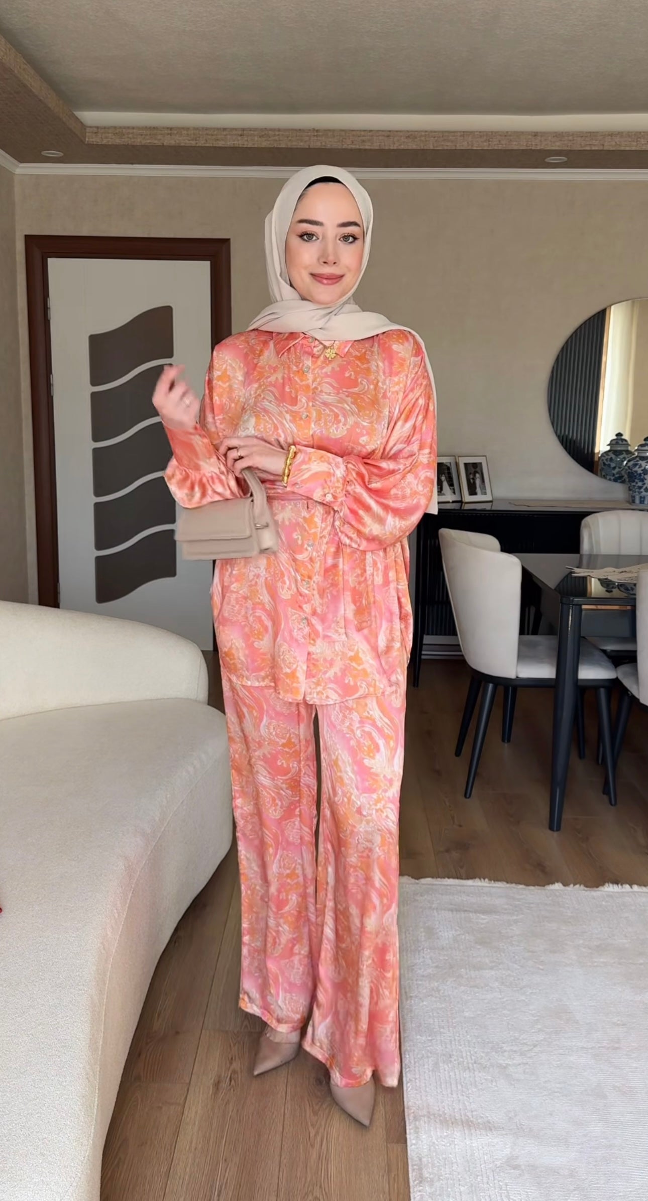 SATIN PEACH CORDSET