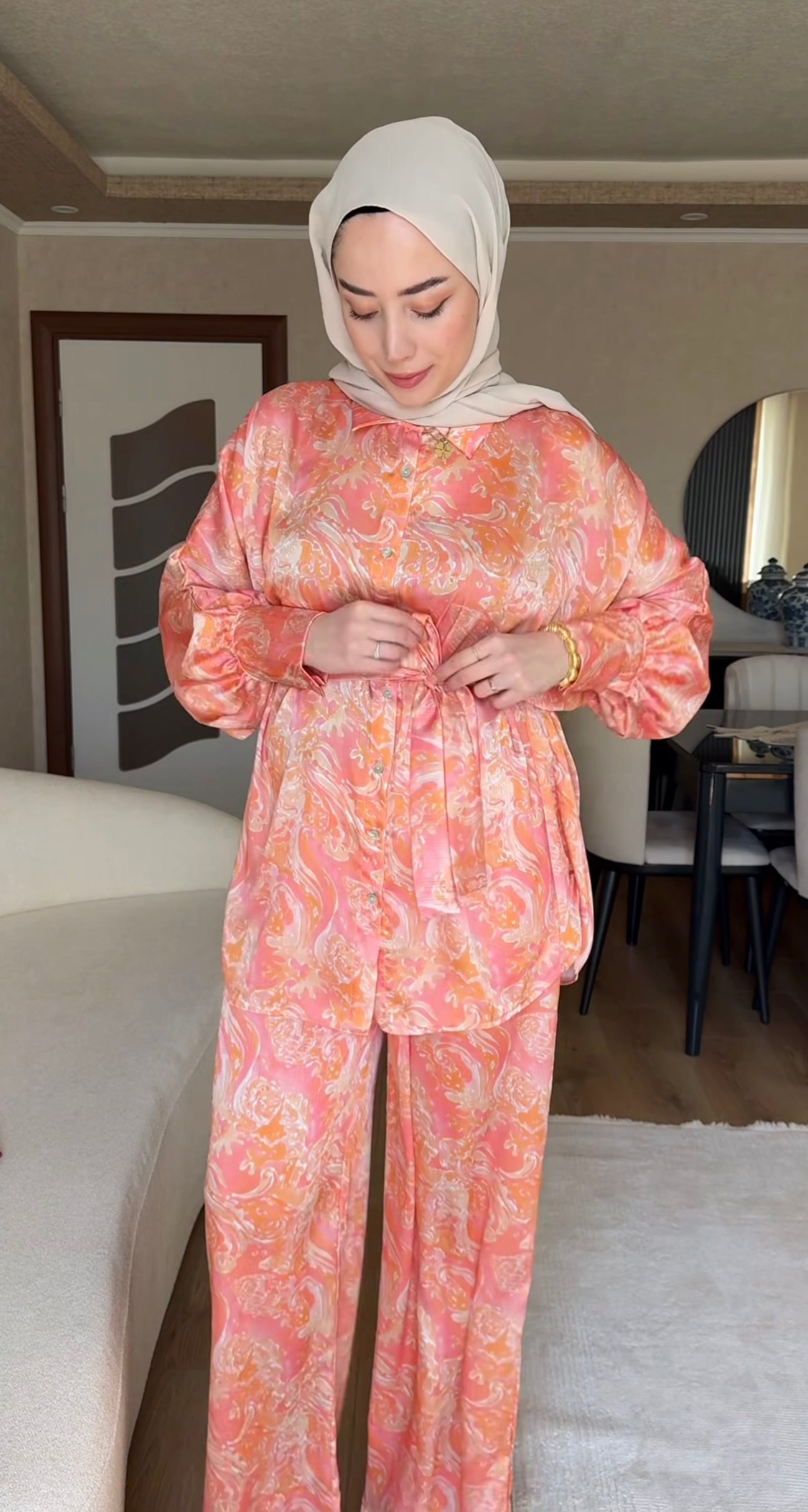 SATIN PEACH CORDSET
