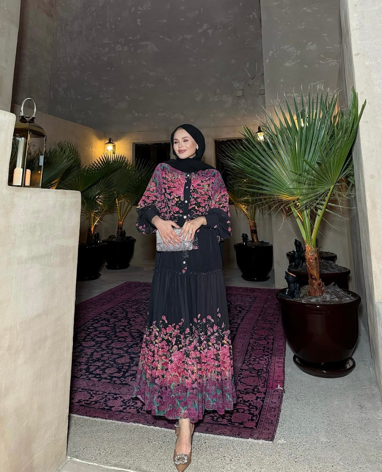 The "Midnight Bloom" Tiered Gown