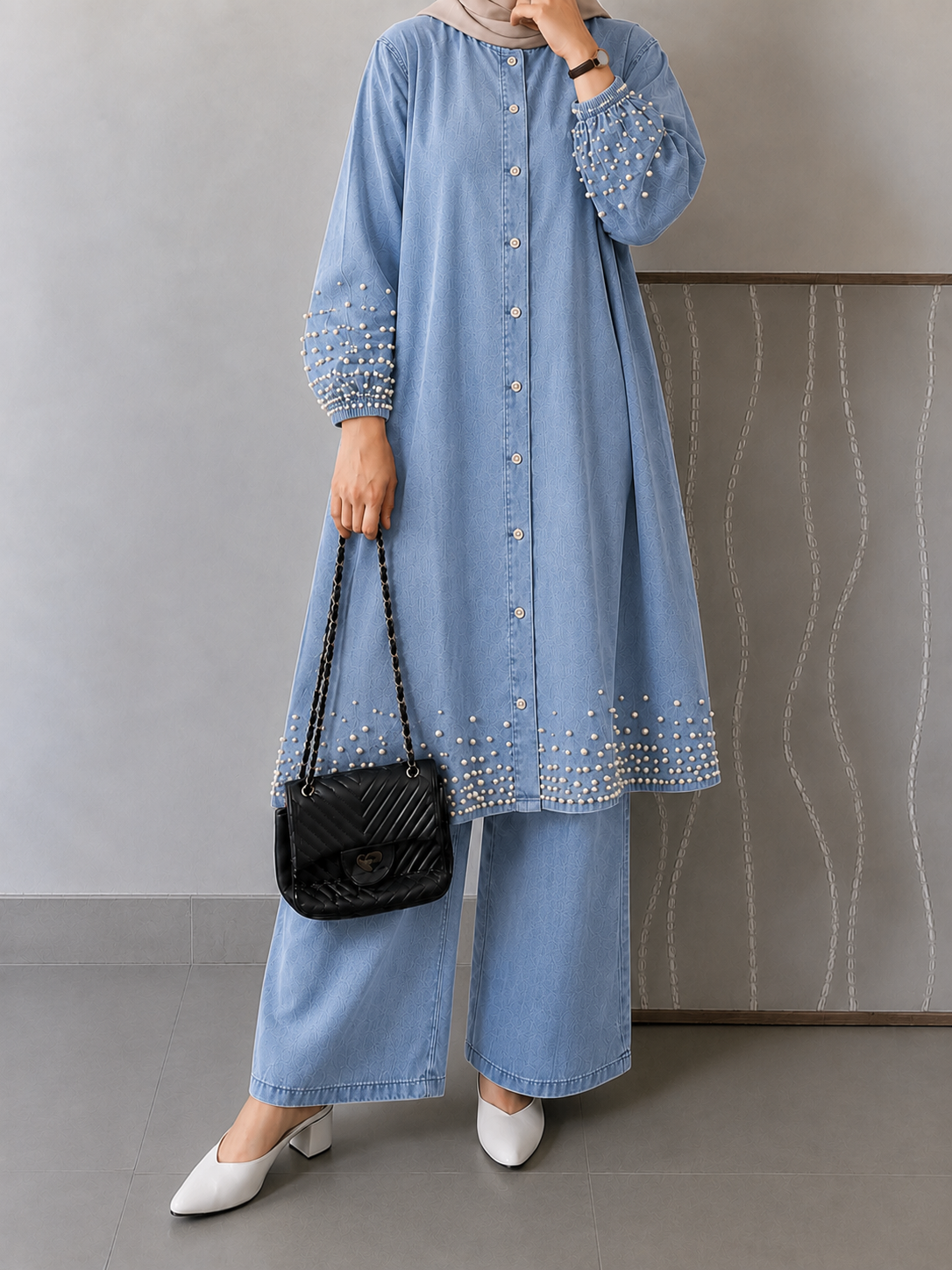 PEARL MIST DENIM CORDSET