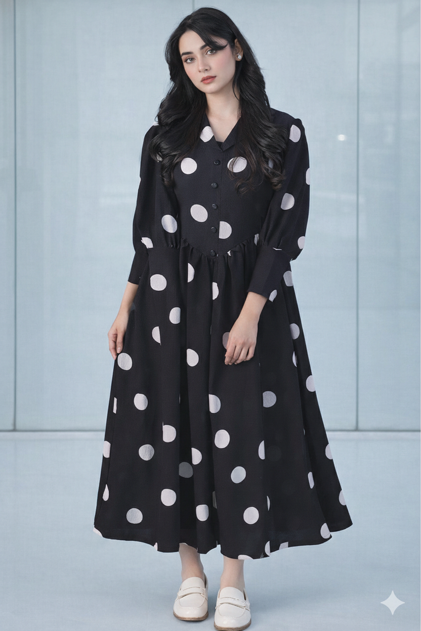 The Midnight Polka Grace Maxi Dress