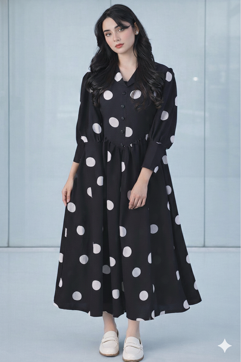 The Midnight Polka Grace Maxi Dress