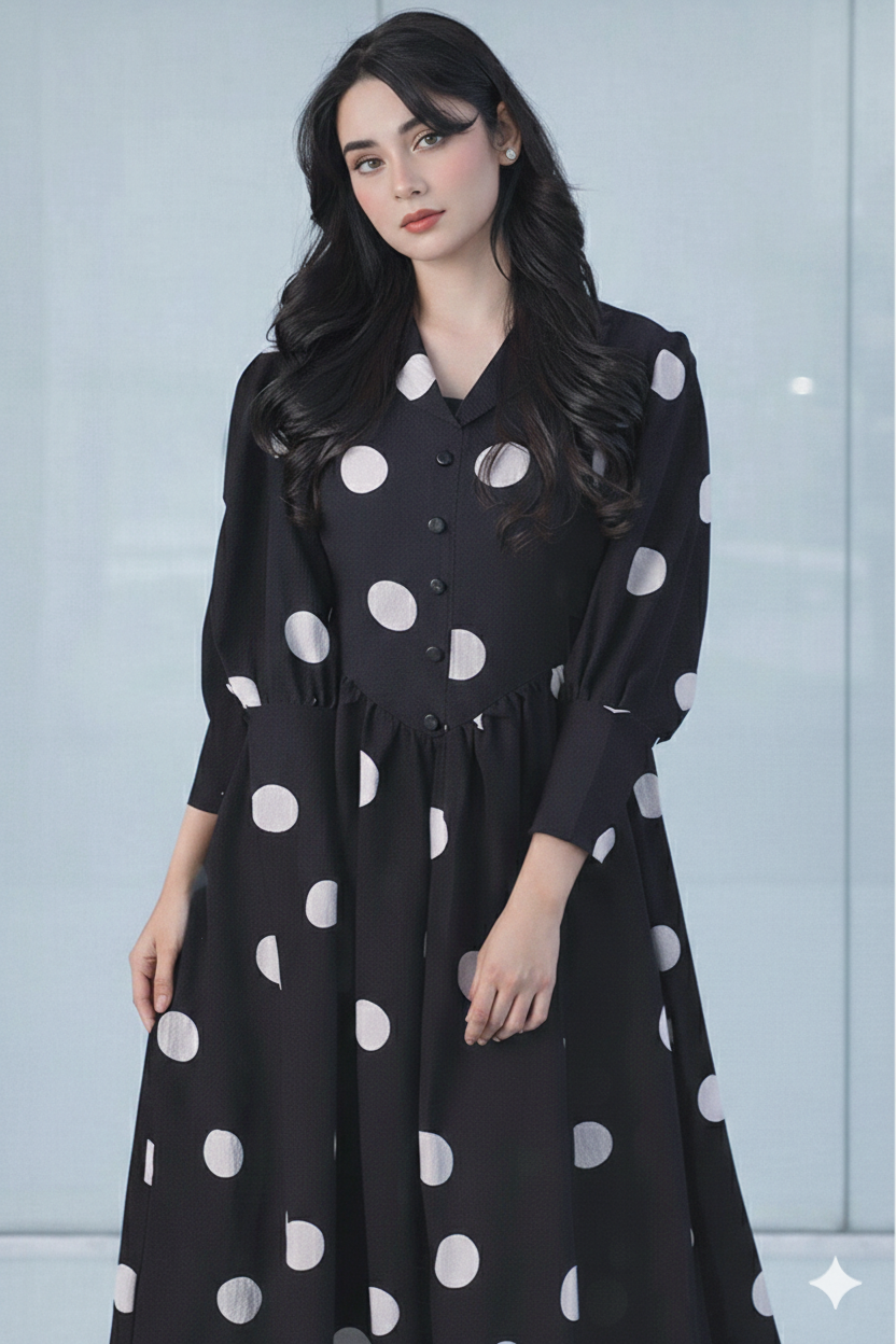 The Midnight Polka Grace Maxi Dress