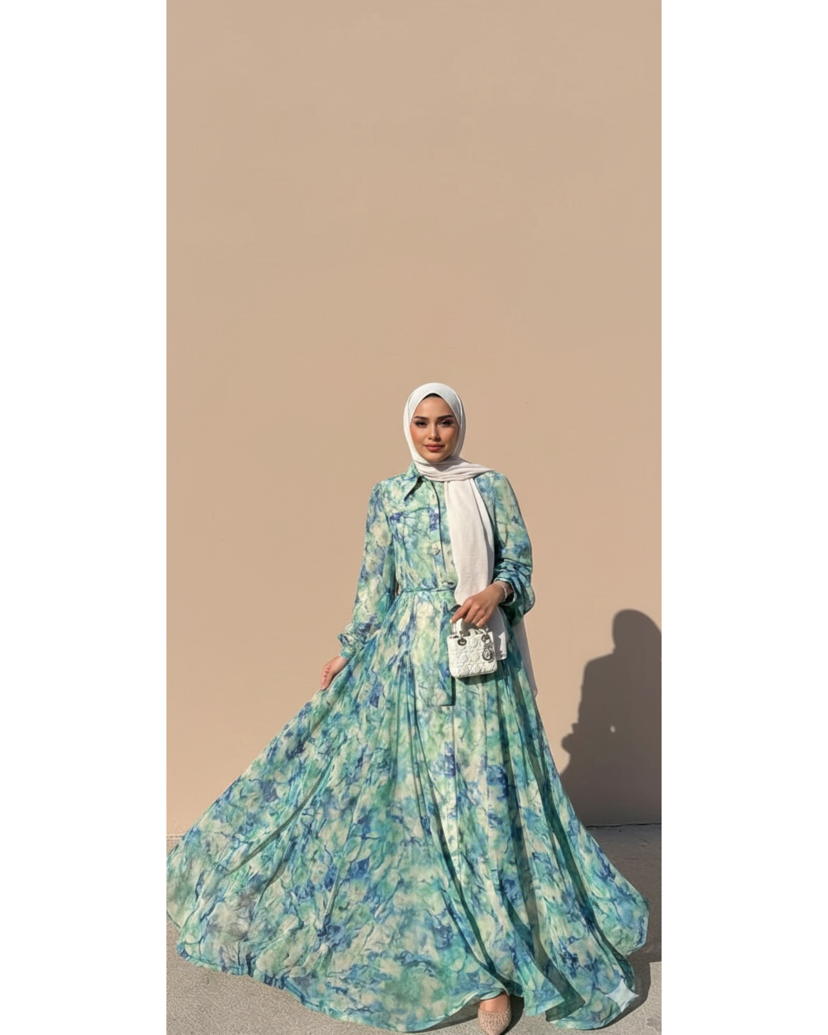 🌿 Ocean Mist Georgette Maxi Dress