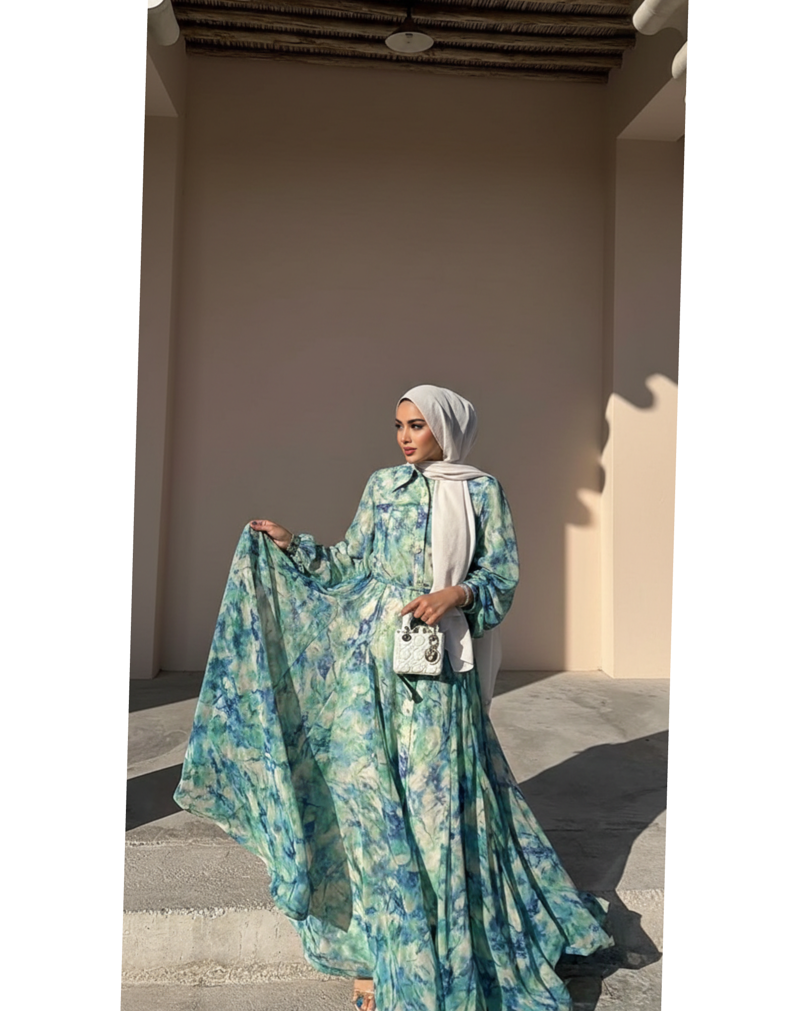 🌿 Ocean Mist Georgette Maxi Dress