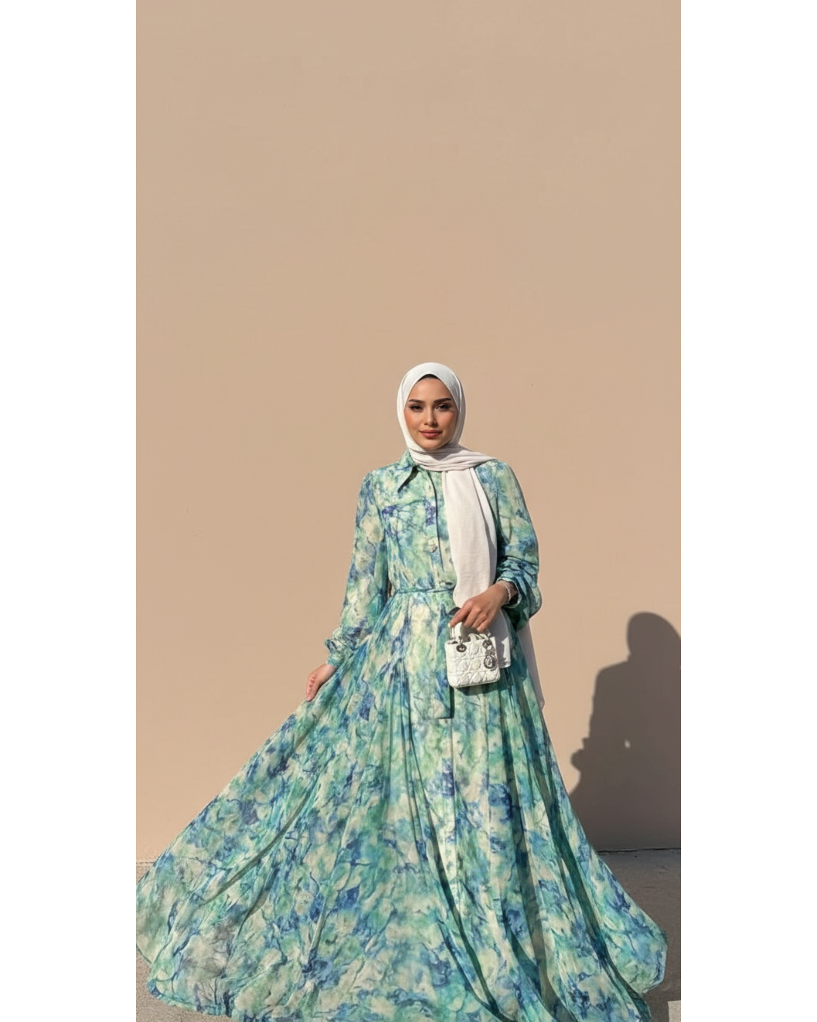 🌿 Ocean Mist Georgette Maxi Dress