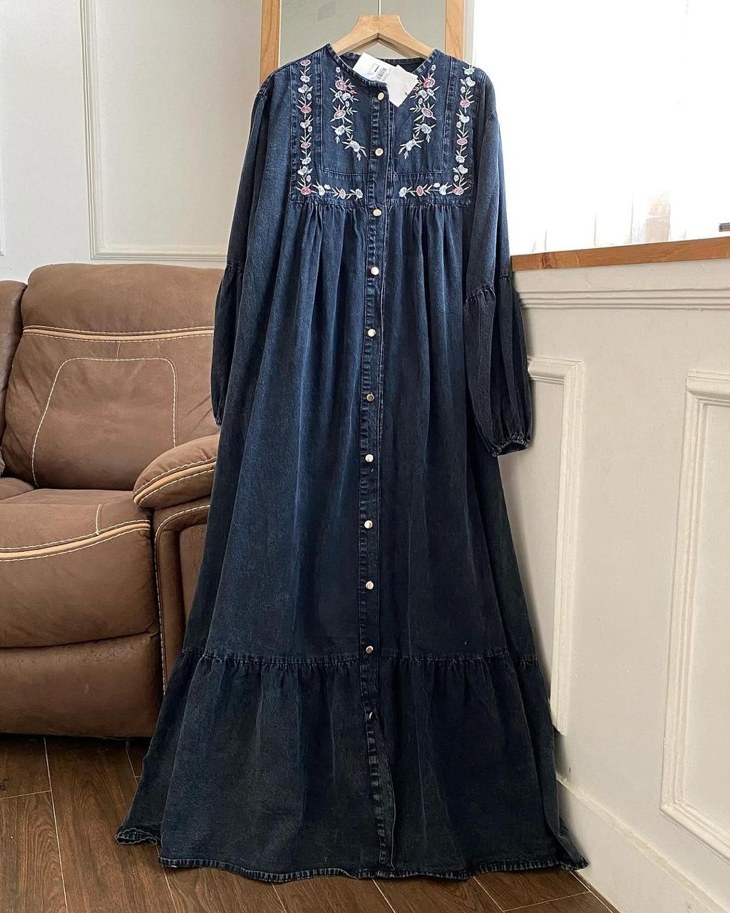 Denim Bloom Embroidered Tunic