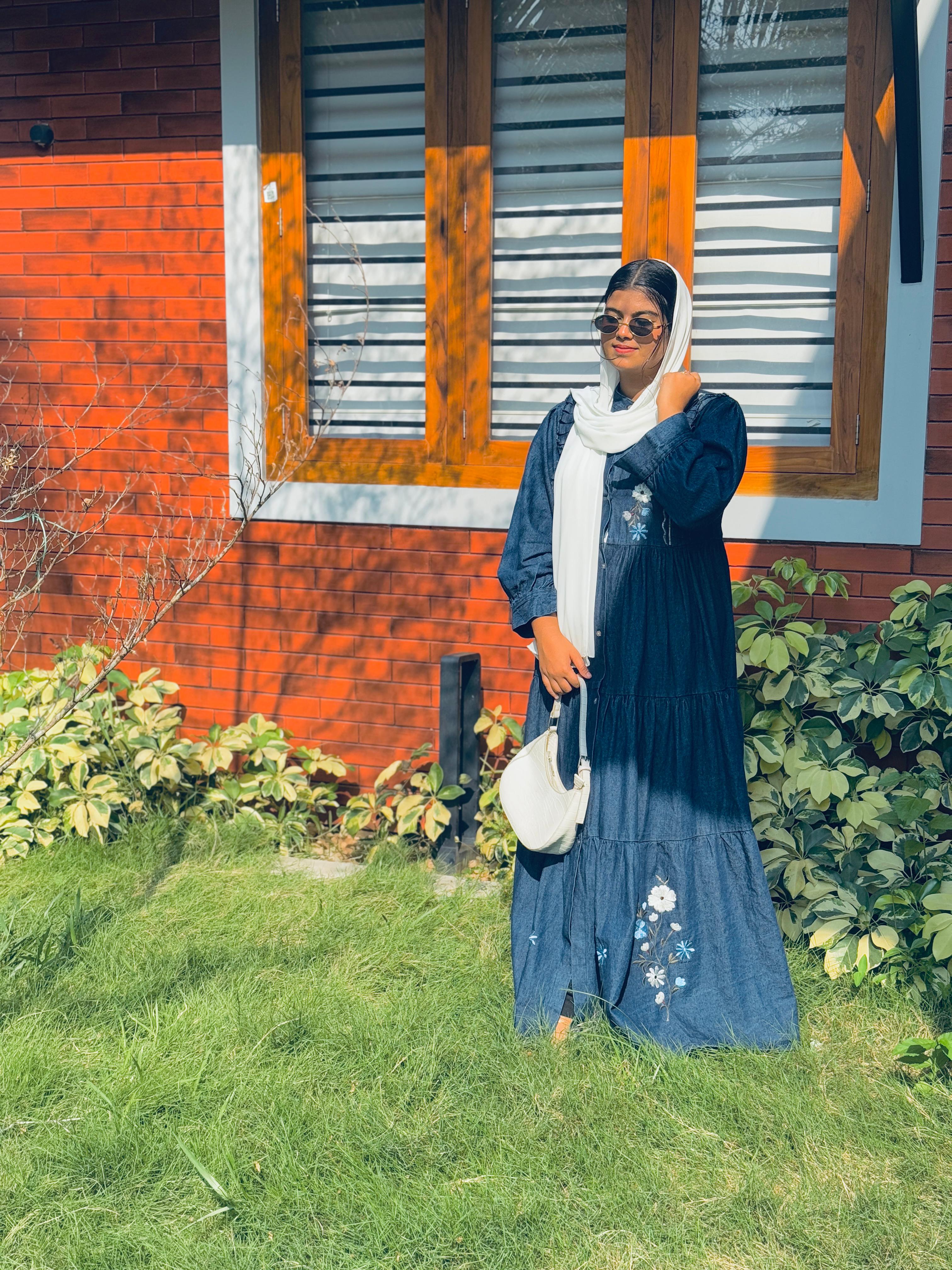 Vintage Bloom Denim Gown