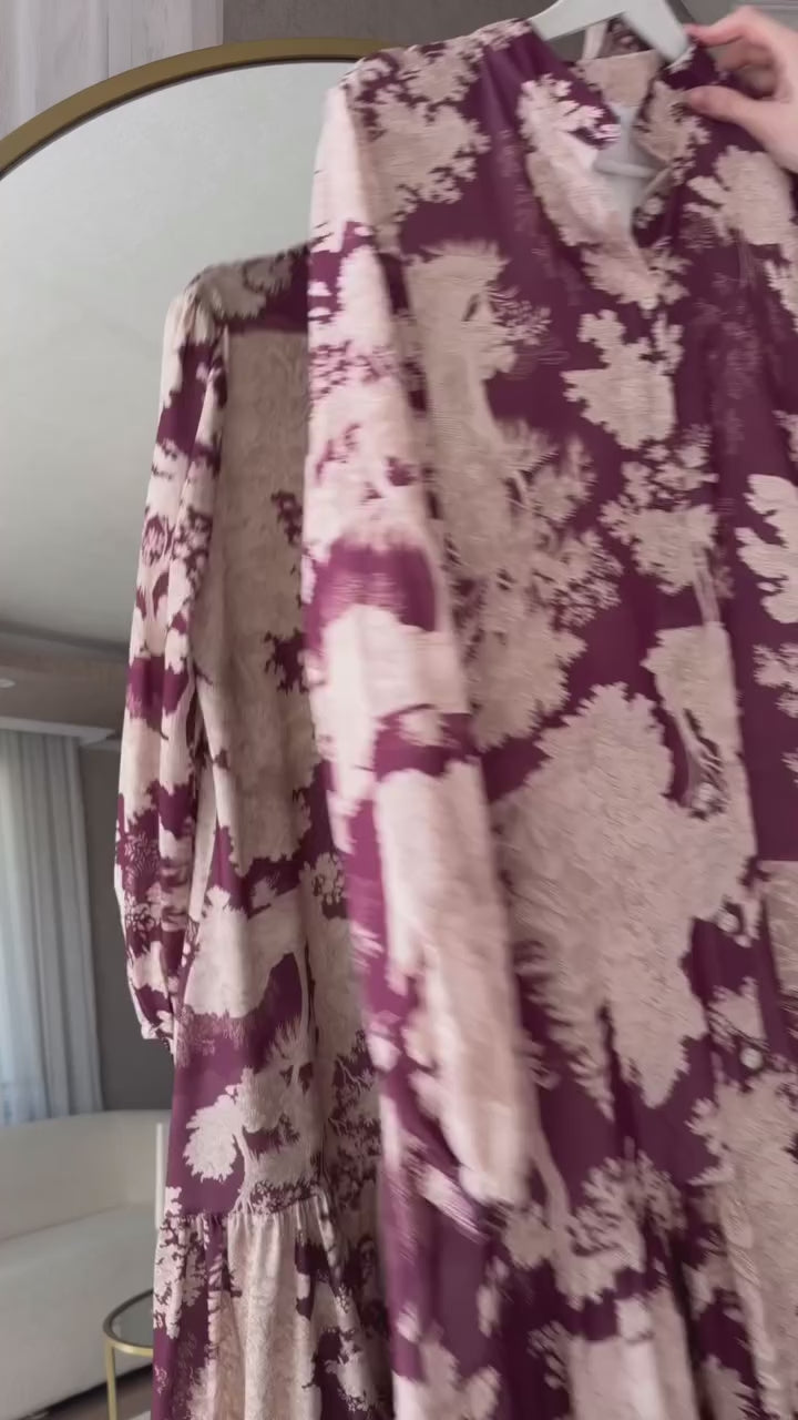 Maroon mosaic maxi dress