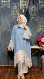 DENIM CROCHET PANEL TUNIC SET