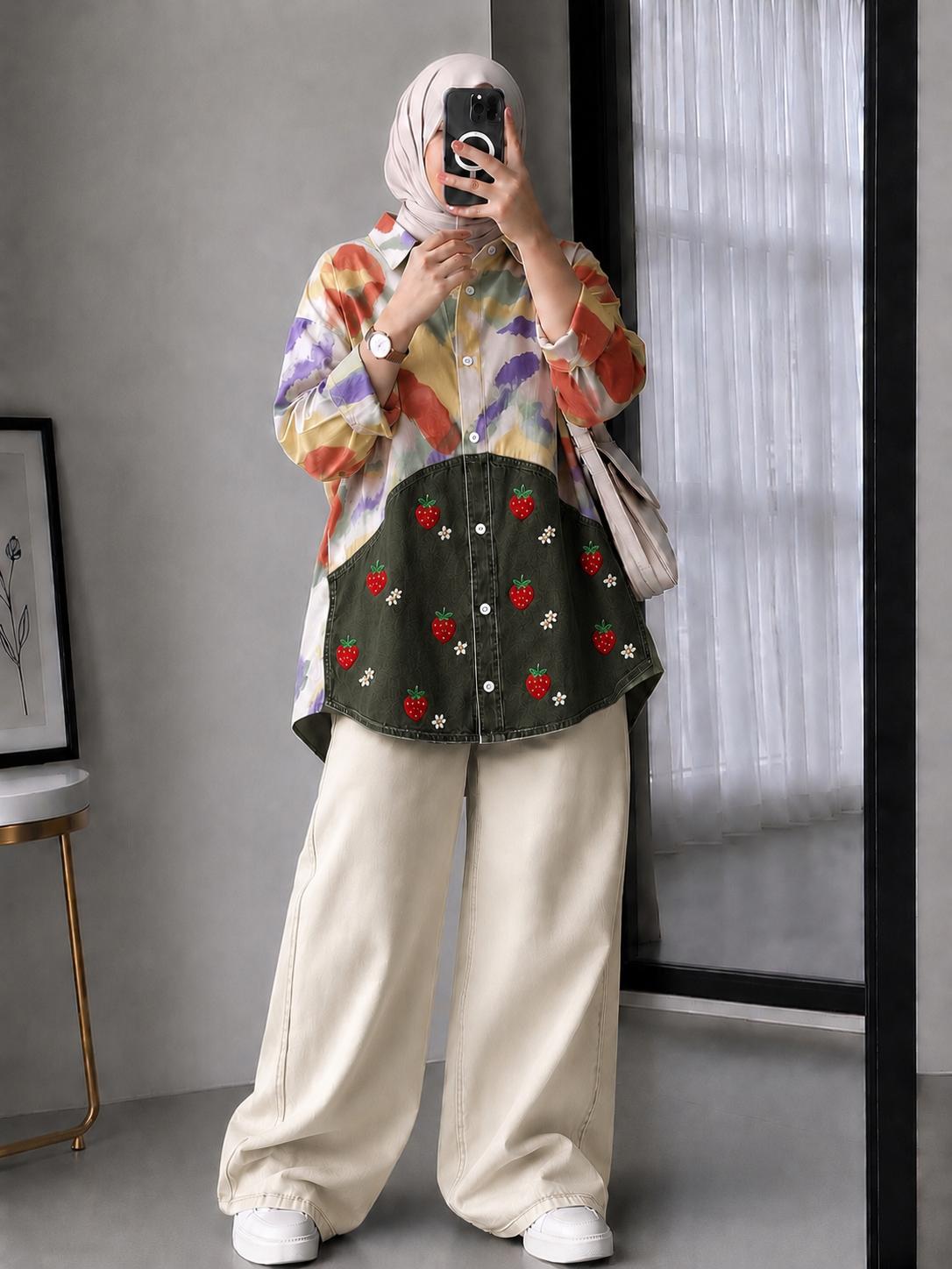 DENIM STRAWBERRY PATCH CO-ORD SET