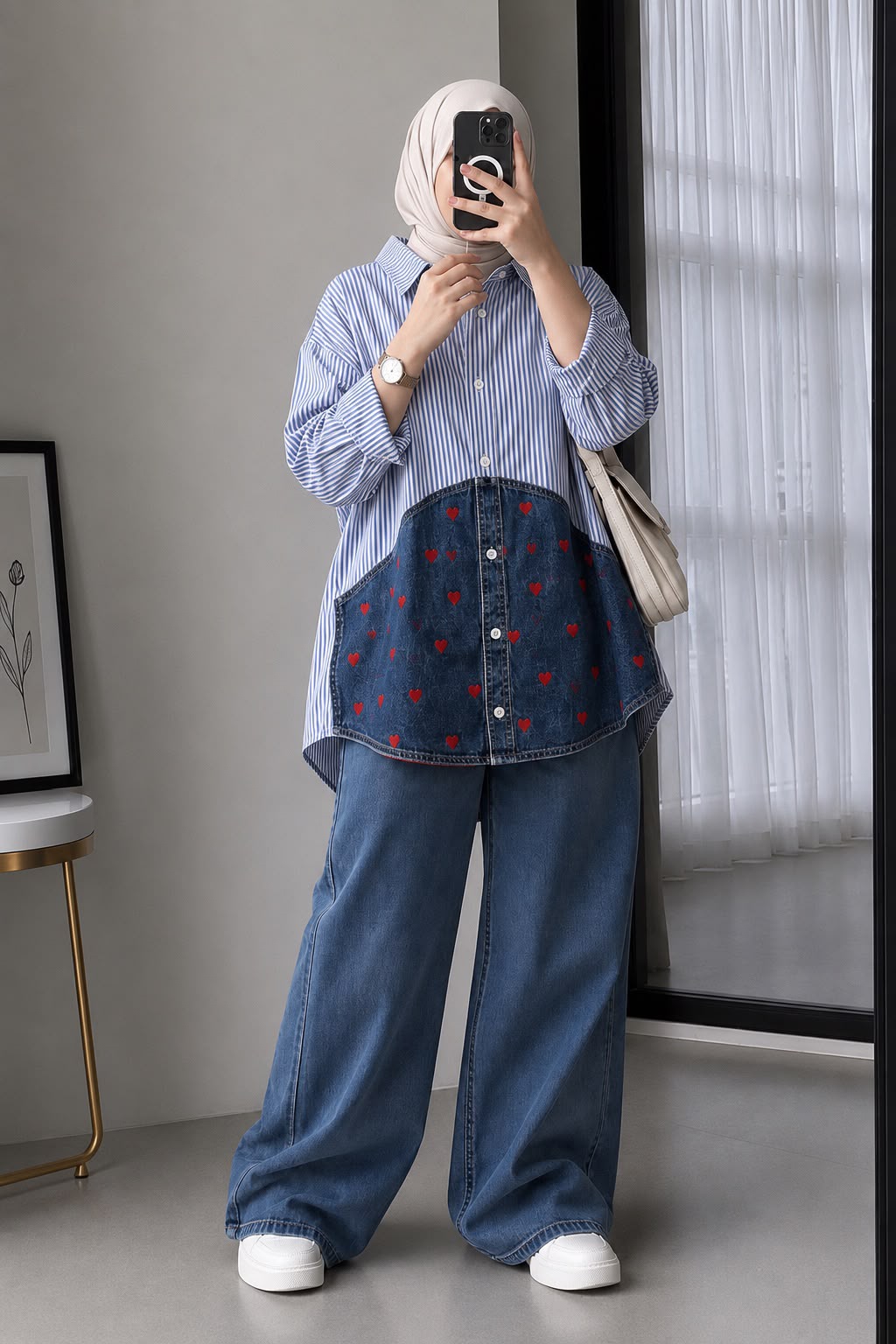 DENIM HEART PATCHWORK CO-ORD SET