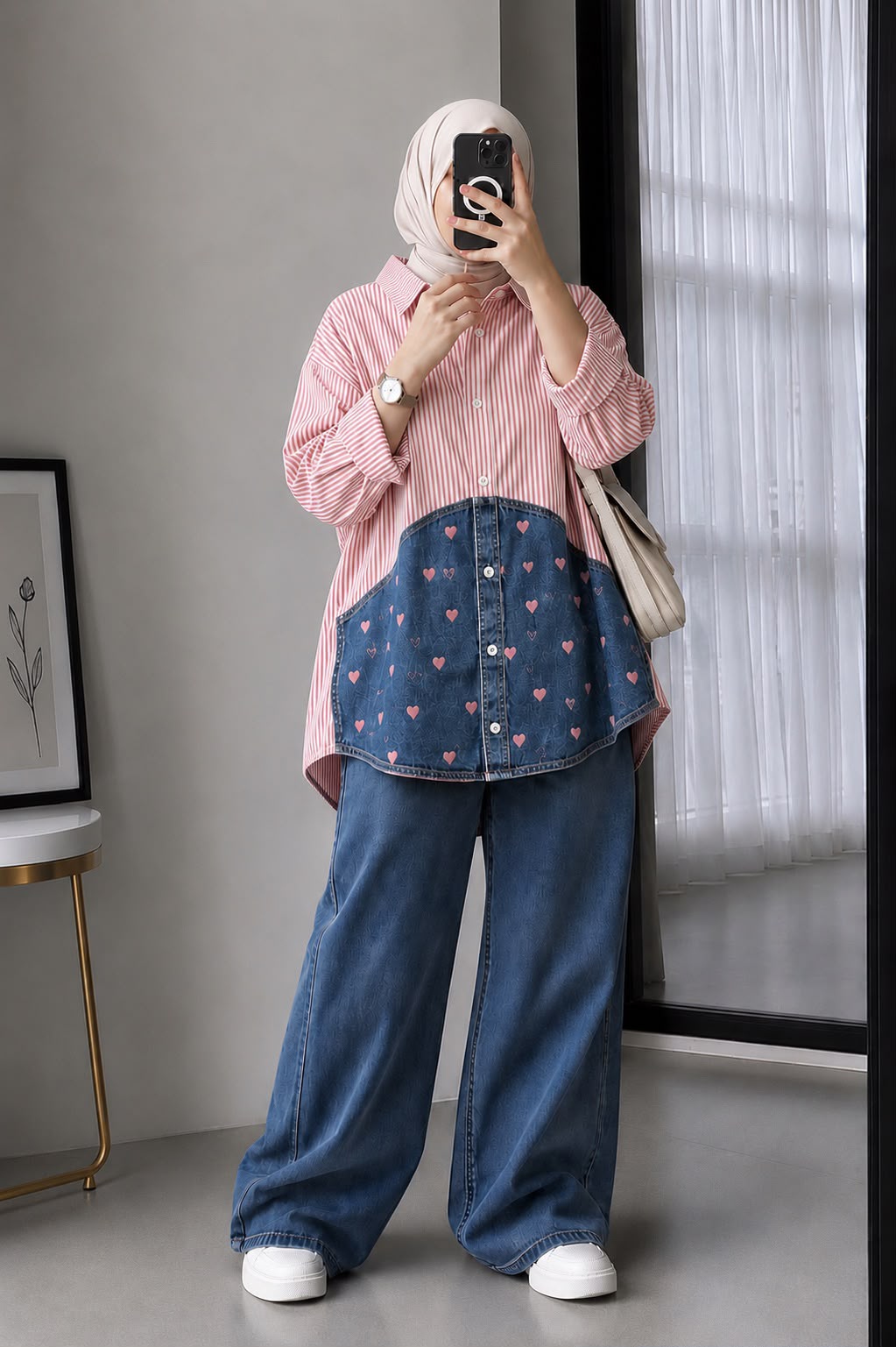 DENIM HEART PATCHWORK CO-ORD SET