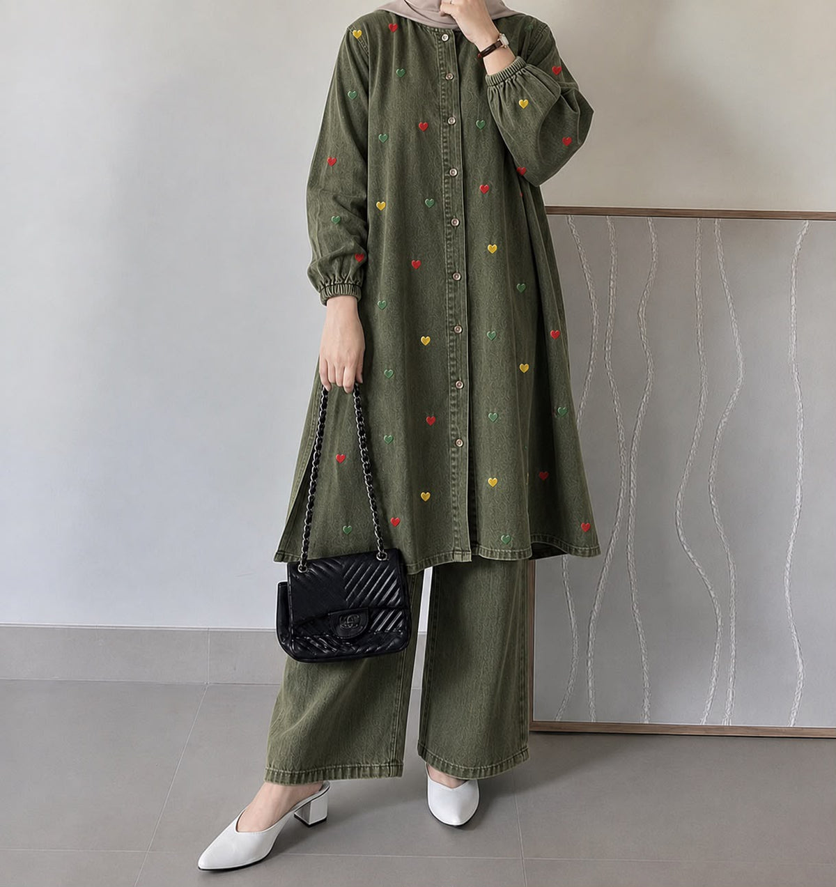 Denim Love Embroidery Co-Ord Set