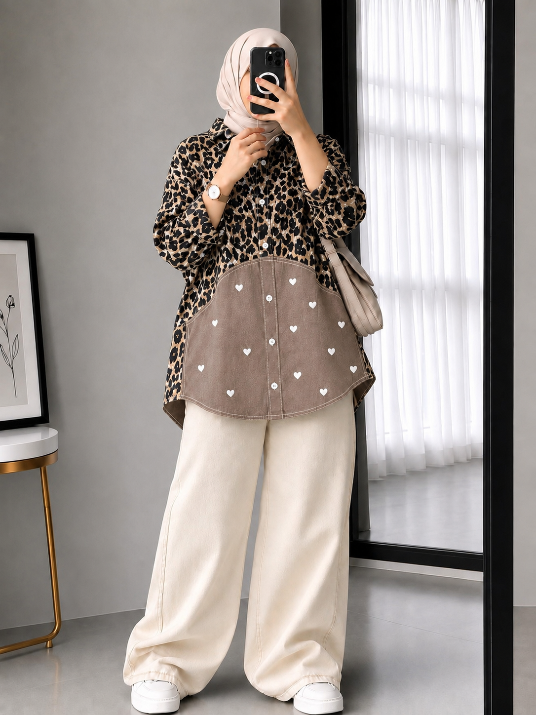LEOPARD HEART DENIM CO-ORD SET