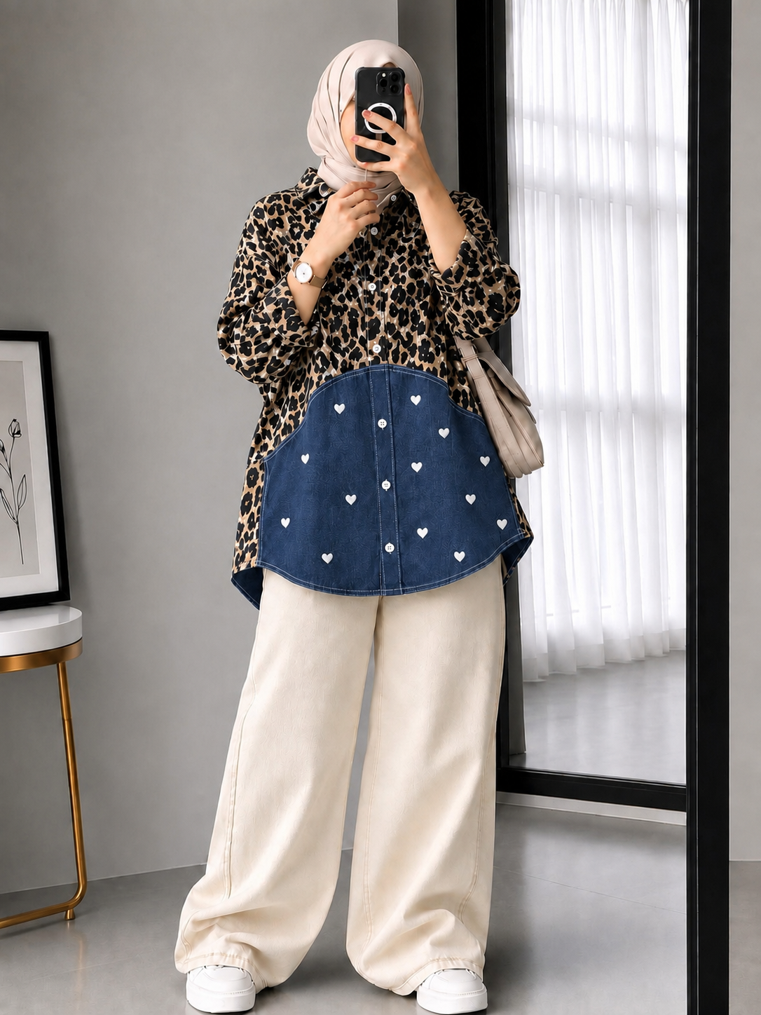 LEOPARD HEART DENIM CO-ORD SET
