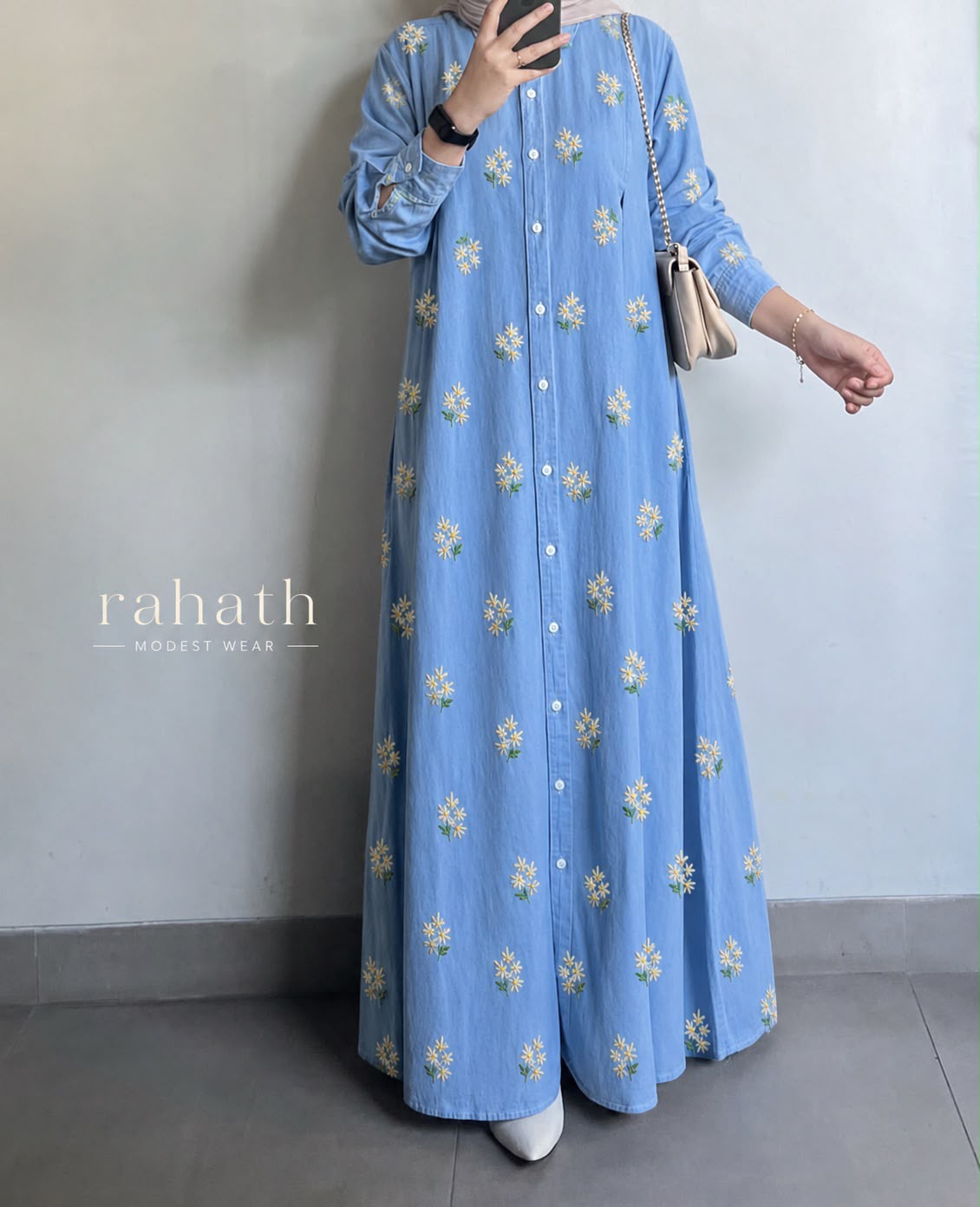 DAISY BLOOM DENIM GOWN